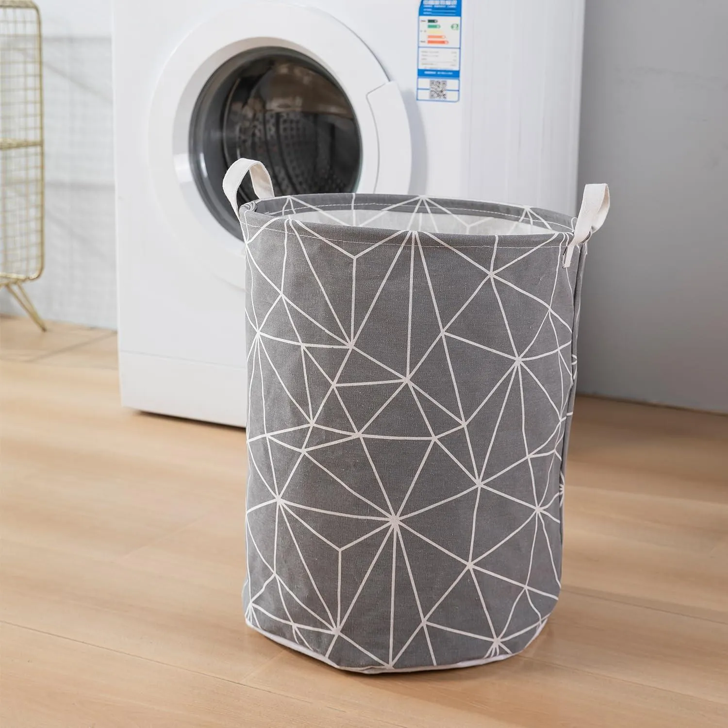 HOKIPO Folding Laundry Basket for Clothes - Large 43 LTR, Grey