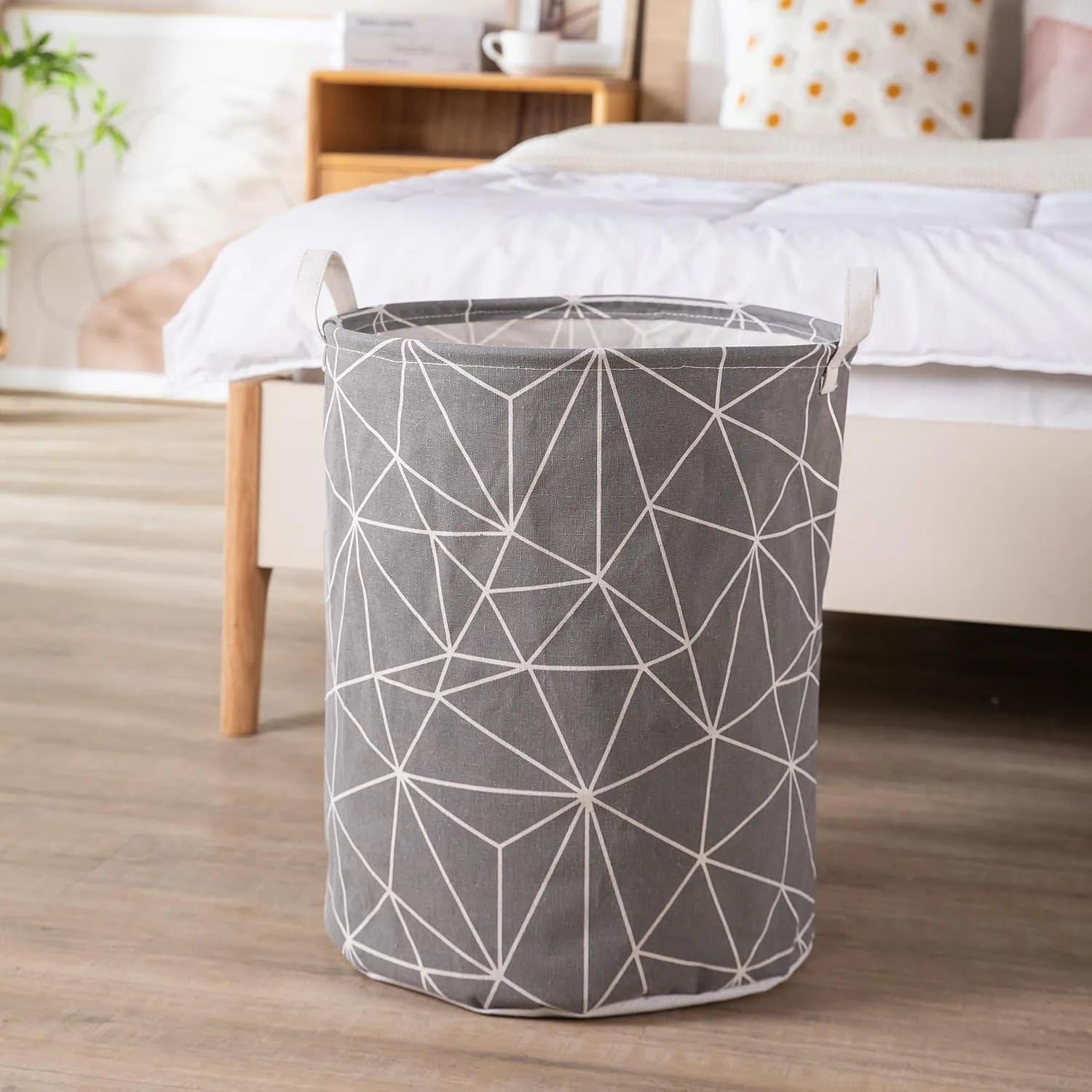 HOKIPO Folding Laundry Basket for Clothes - Large 43 LTR, Grey