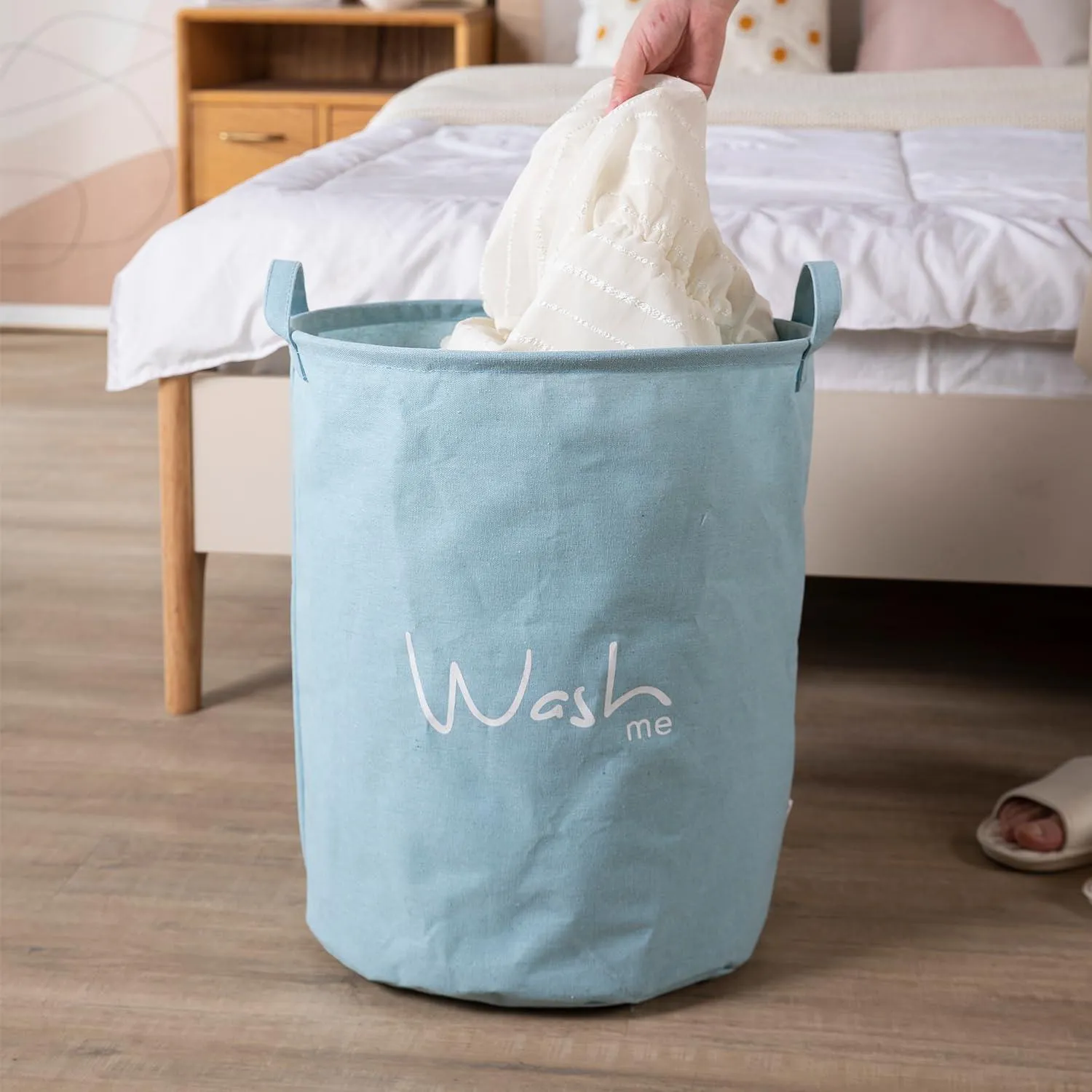 HOKIPO Folding Laundry Storage Basket - Large 46 Ltr, Blue