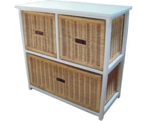 Hyssop 3 Chest of Drawers Cane Bedroom Kitchen Bathroom Storage Tallboy Shelf