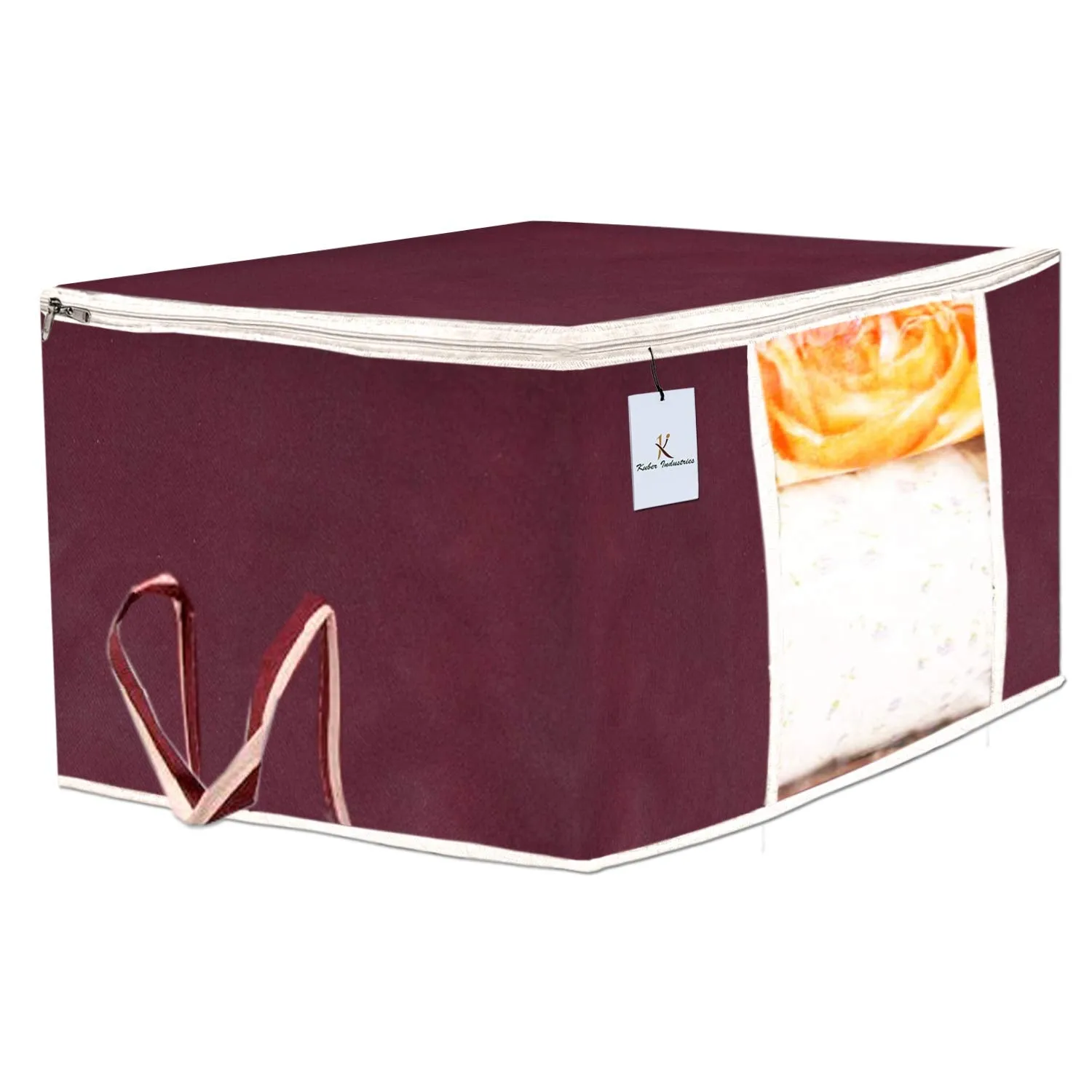 Kuber Industries 12 Piece Non Woven Underbed Storage Bag, Storage Organiser, Blanket Cover with Transparent Window, Extra Large, Maroon & Royal Blue CTKTC134541