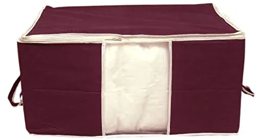 Kuber Industries 12 Piece Non Woven Underbed Storage Bag, Storage Organiser, Blanket Cover with Transparent Window, Extra Large, Maroon & Royal Blue CTKTC134541