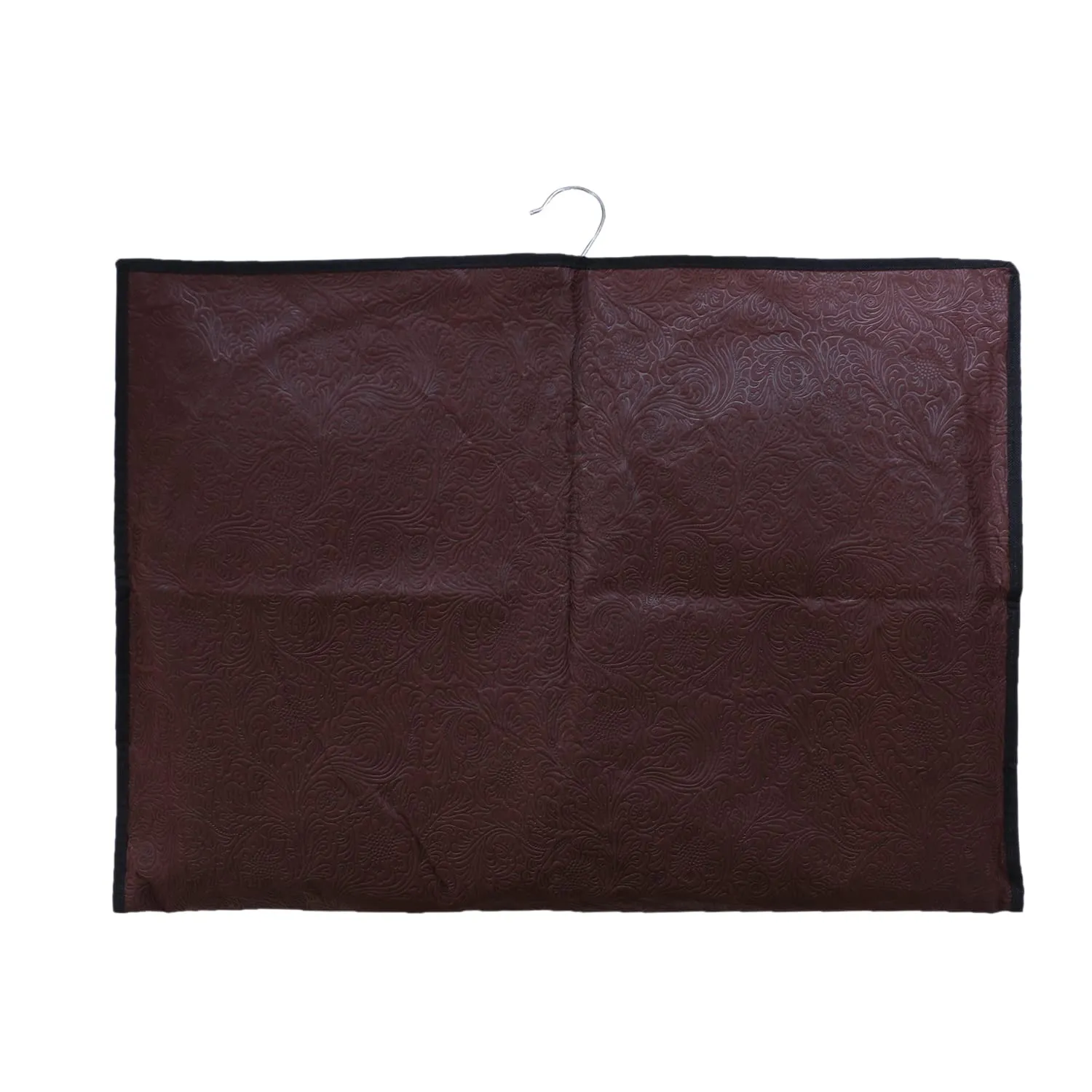 Kuber Industries Embossed Coat Cover|Non Woven Foldable Hanging Blazer Cover|Half Transparent Wardrobe Organizer (Brown)