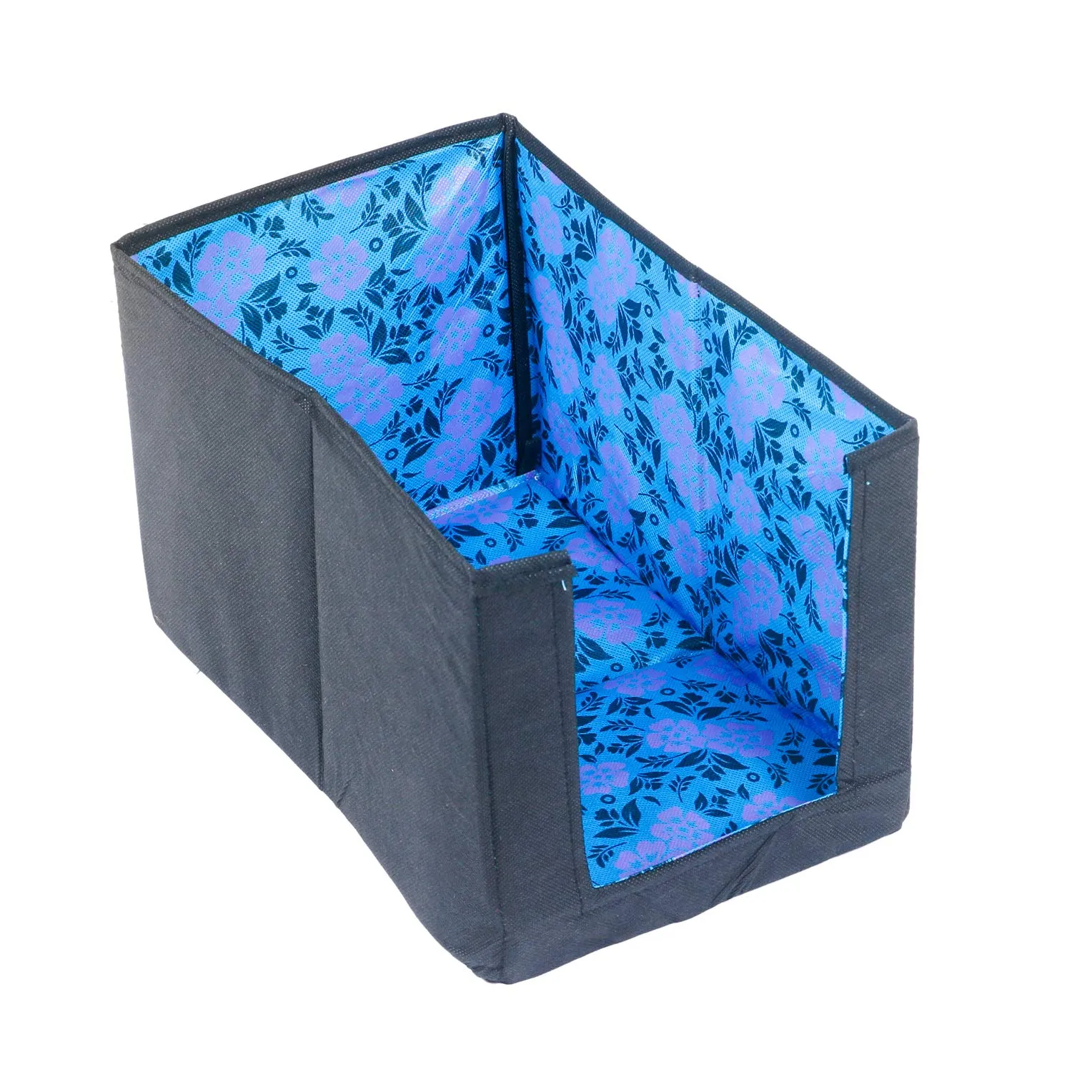 Kuber Industries Flower Design Non-Woven Foldable Shirt Stacker|Cloth Wardrobe Organizer|Size 40 x 25 x 24 CM|Pack of 12 (Blue) - CTKTC23245