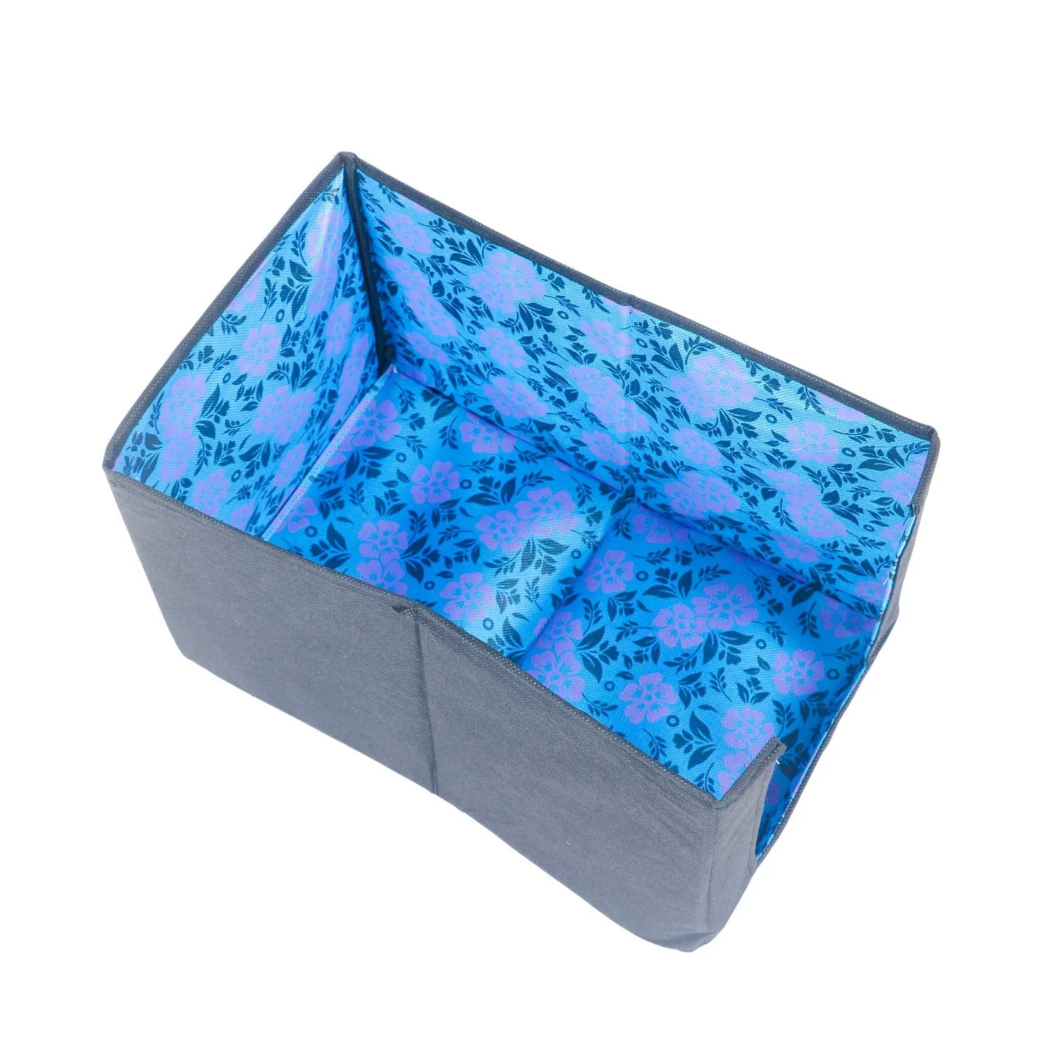 Kuber Industries Flower Design Non-Woven Foldable Shirt Stacker|Cloth Wardrobe Organizer|Size 40 x 25 x 24 CM|Pack of 12 (Blue) - CTKTC23245