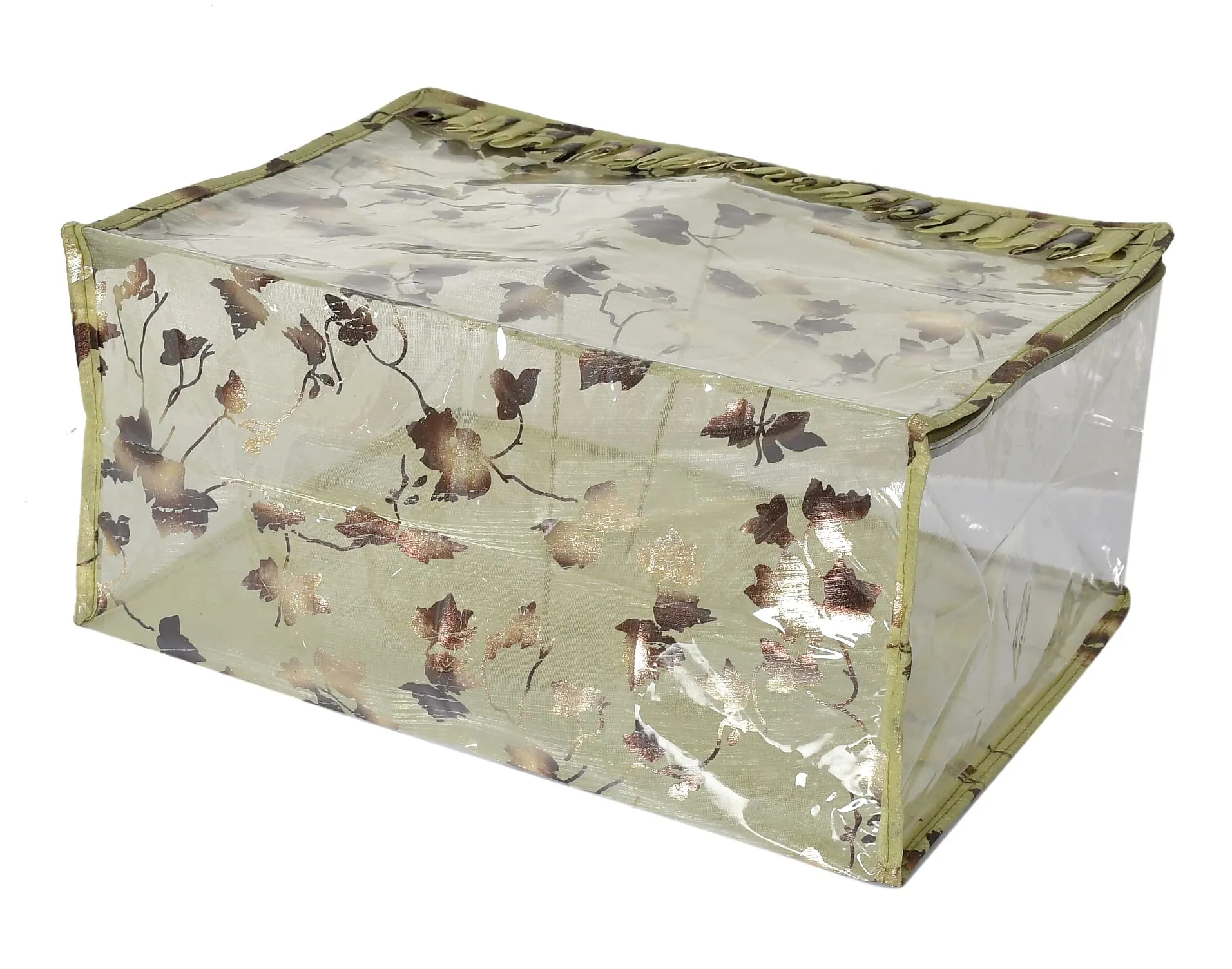 Kuber Industries Leaf Printed Laminated Transparent Underbed Storage Bag (Green)-HS43KUBMART26129