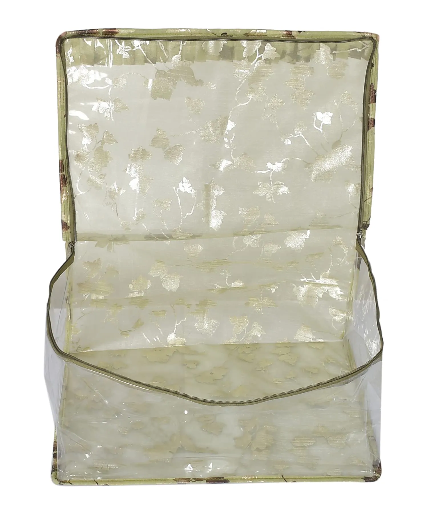 Kuber Industries Leaf Printed Laminated Transparent Underbed Storage Bag (Green)-HS43KUBMART26129