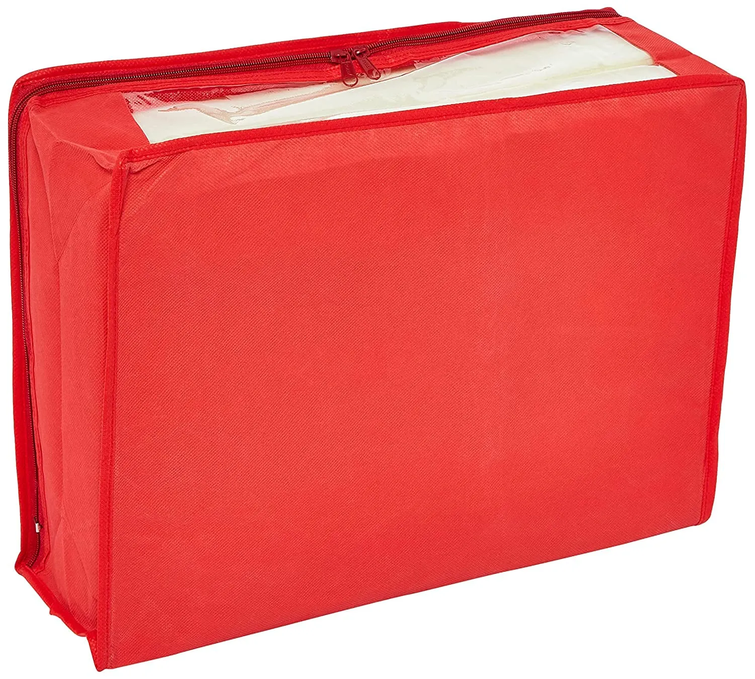 Kuber Industries Non Woven Saree Covers With Zip|Saree Covers For Storage|Saree Packing Covers For Wedding|Pack Of 12 Piece (Red)