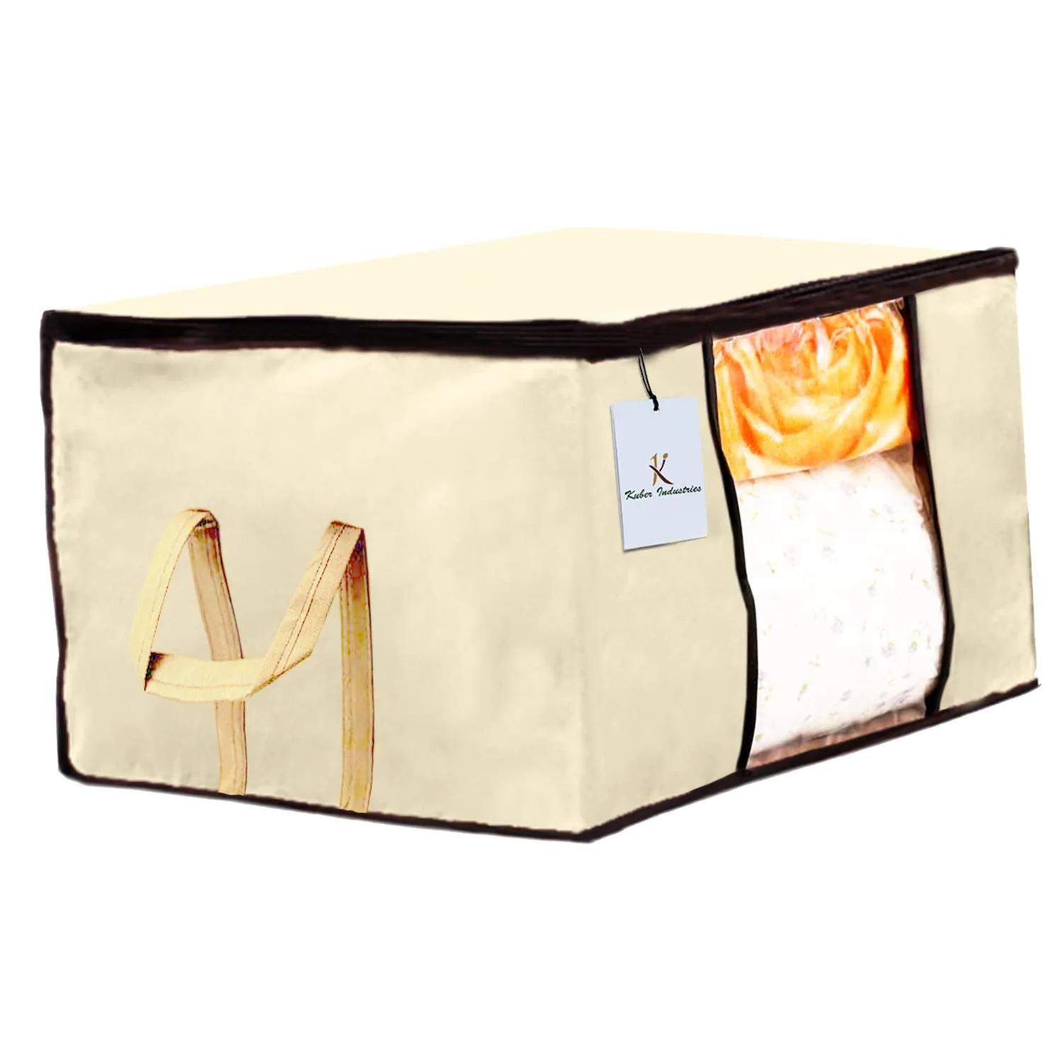 Kuber Industries Rectangular Underbed Storage Bag, Storage Organiser, Blanket Cover Set of 2 - (Ivory, Extra Large Size) CTKTC23877