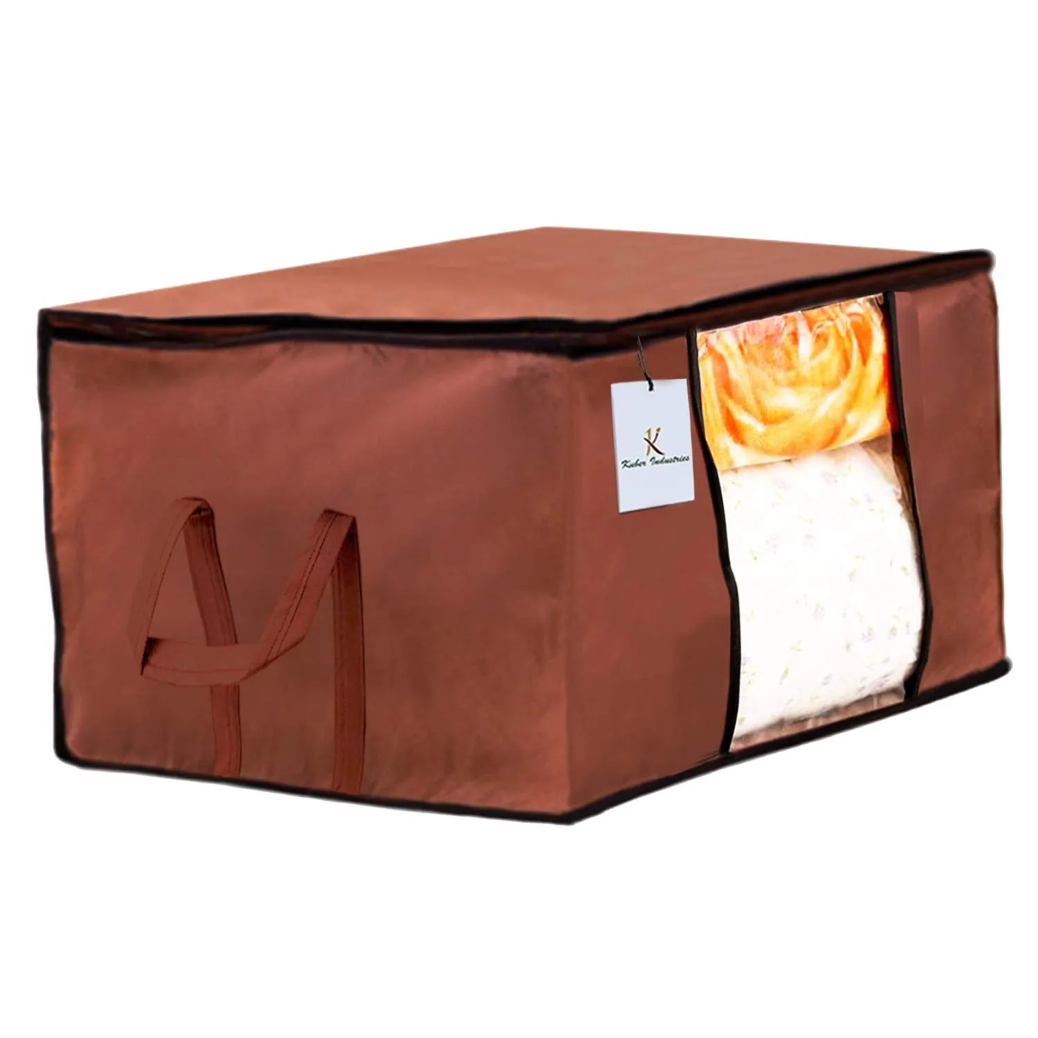 Kuber Industries Rectangular Underbed Storage Organiser Bag, Blanket Cover Set of 2 - Dark Brown, Extra Large Size-CTKTC23921