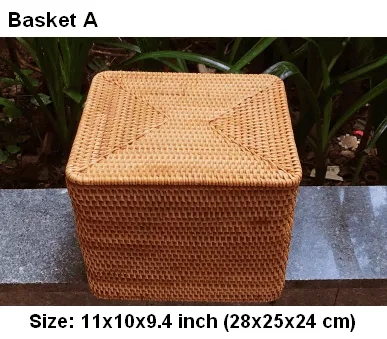 Large Woven Storage Baskets, Rectangular Storage Basket with Lid, Rattan Storage Baskets, Storage Baskets for Living Room, Storage Basket for Bedroom