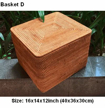 Large Woven Storage Baskets, Rectangular Storage Basket with Lid, Rattan Storage Baskets, Storage Baskets for Living Room, Storage Basket for Bedroom