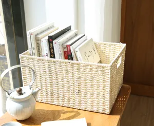 Large Woven Straw Storage Basket, Storage Basket for Bedroom, Rectangle Storage Basket, Picnic Storage Basket, Storage Basket for Toys