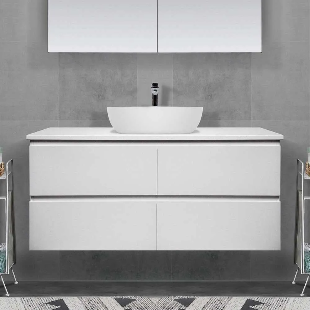 Mia 1200mm Wall Hung Single Vanity   Bliss Stone Top