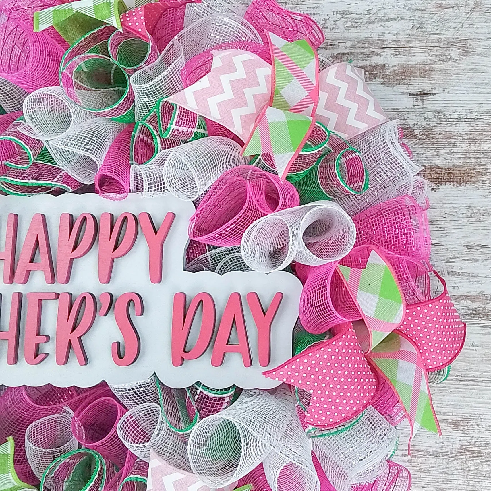 Mother's Day Wreath, Burlap Door Hanger, Festive Ribbon Decoration