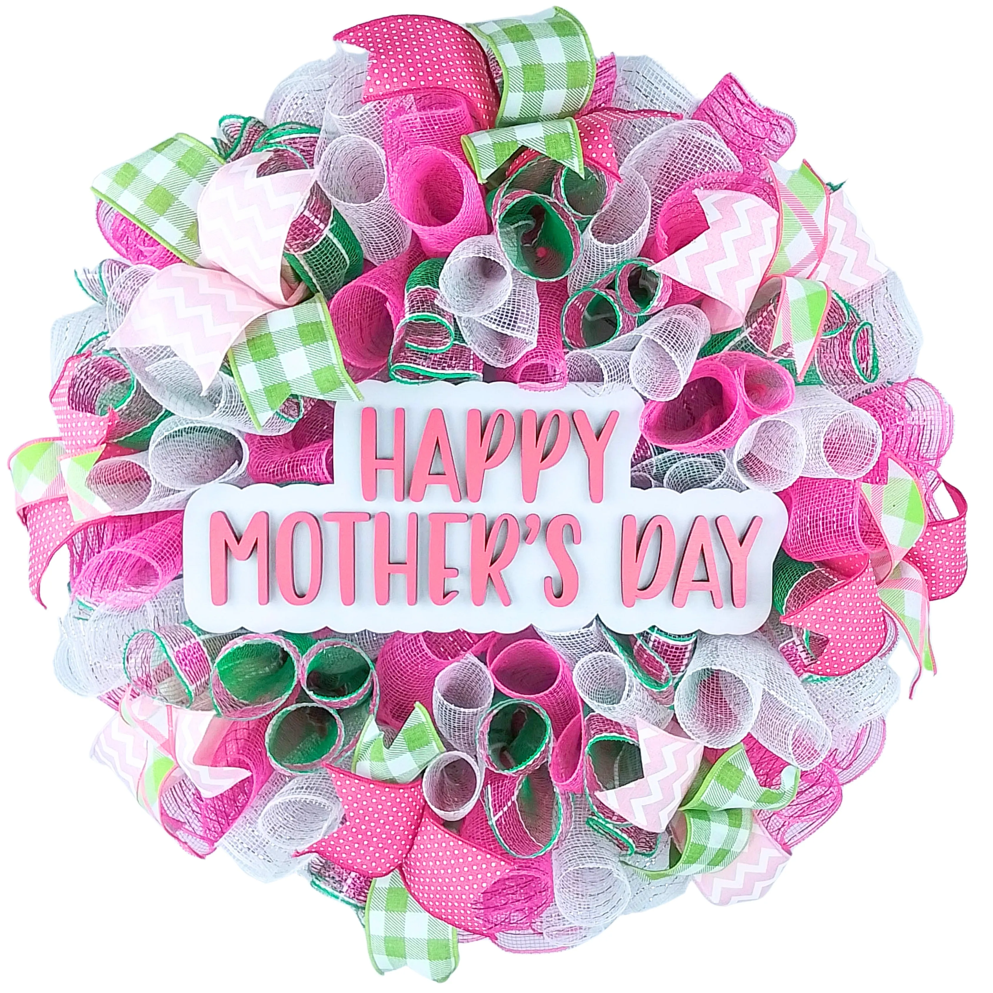 Mother's Day Wreath, Burlap Door Hanger, Festive Ribbon Decoration