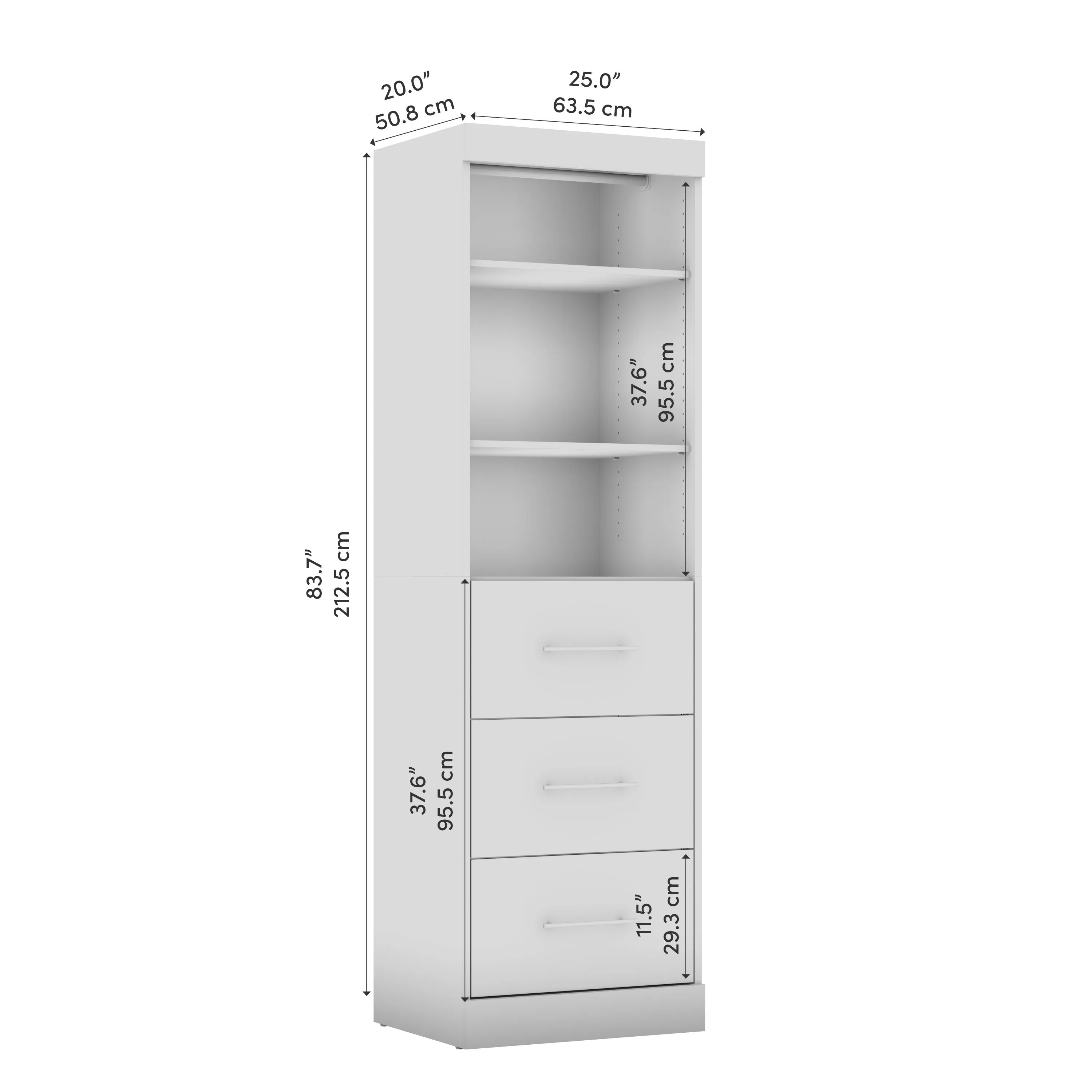 Nebula 25W Closet Organizer with Drawers - Available in 3 Colours