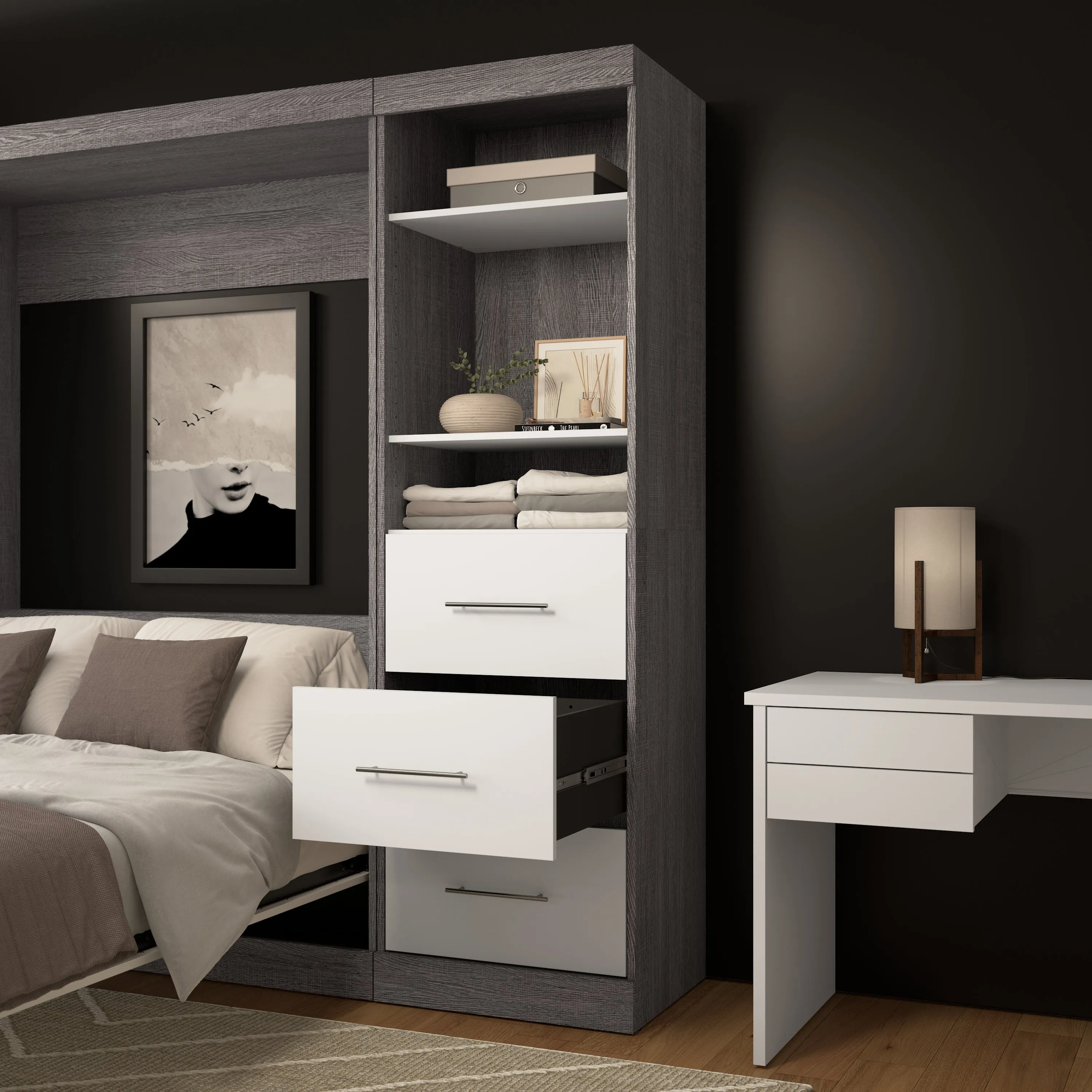 Nebula 25W Closet Organizer with Drawers - Available in 3 Colours