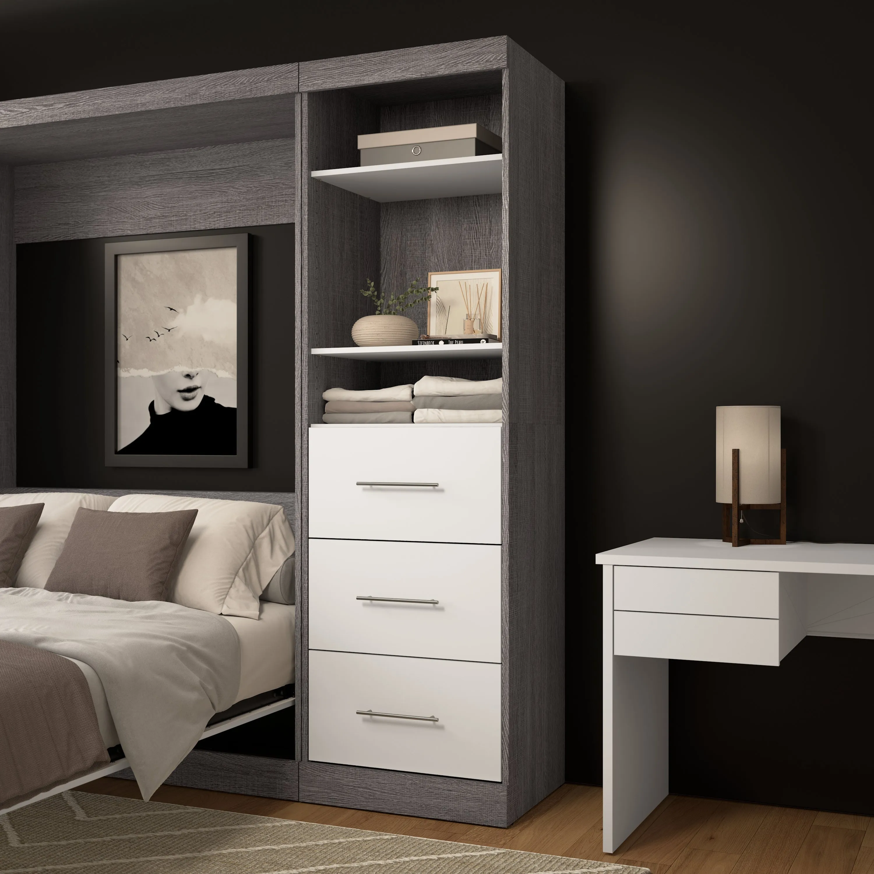 Nebula 25W Closet Organizer with Drawers - Available in 3 Colours