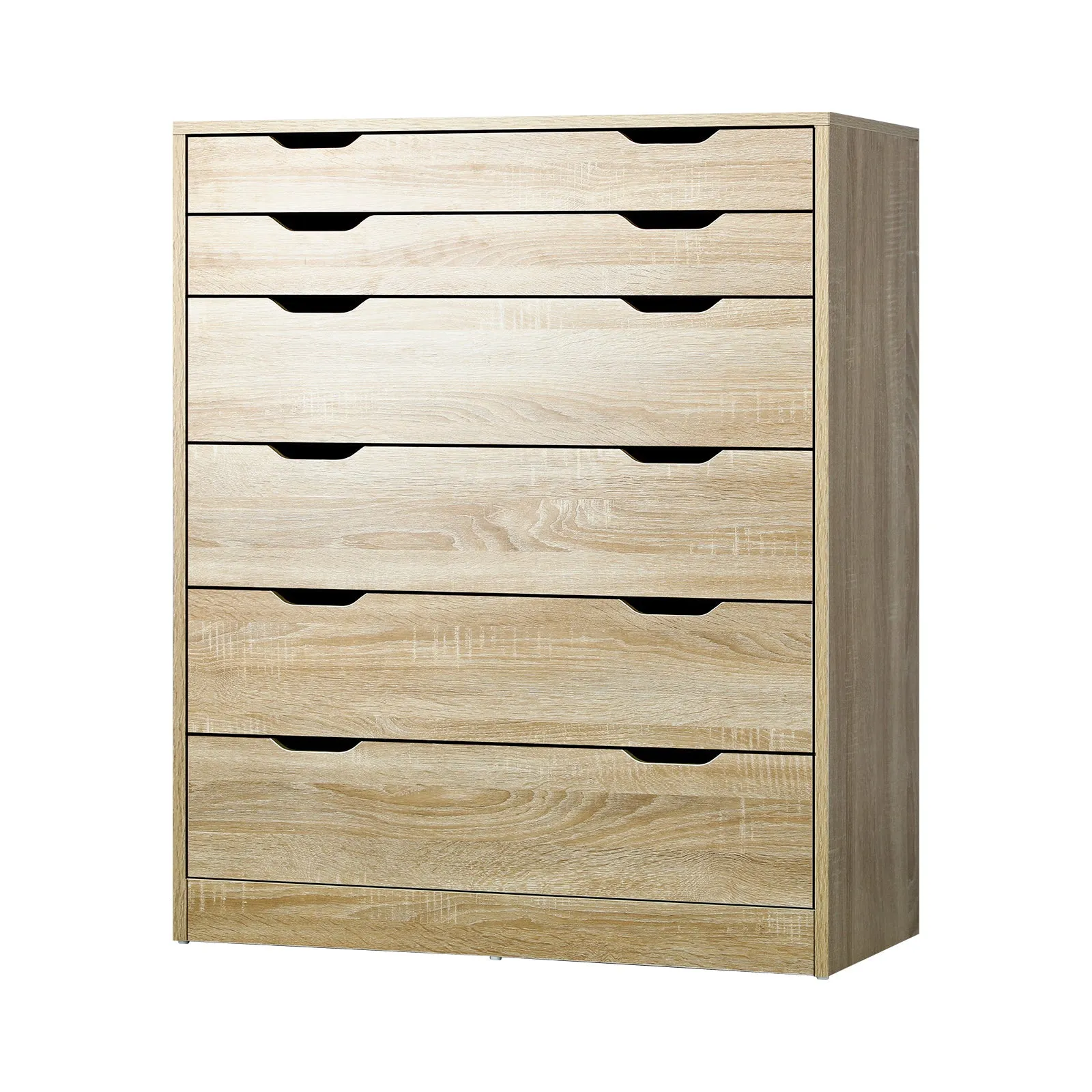 Oikiture 6 Chest of Drawers Dresser Table Tallboy Cabinet Bedroom White Oak