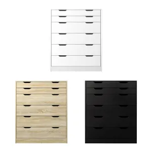 Oikiture 6 Chest of Drawers Dresser Table Tallboy Cabinet Bedroom White Oak