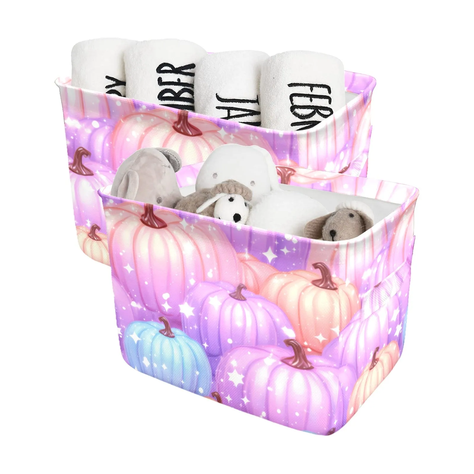 Pastel Pumpkin Fabric Storage Basket