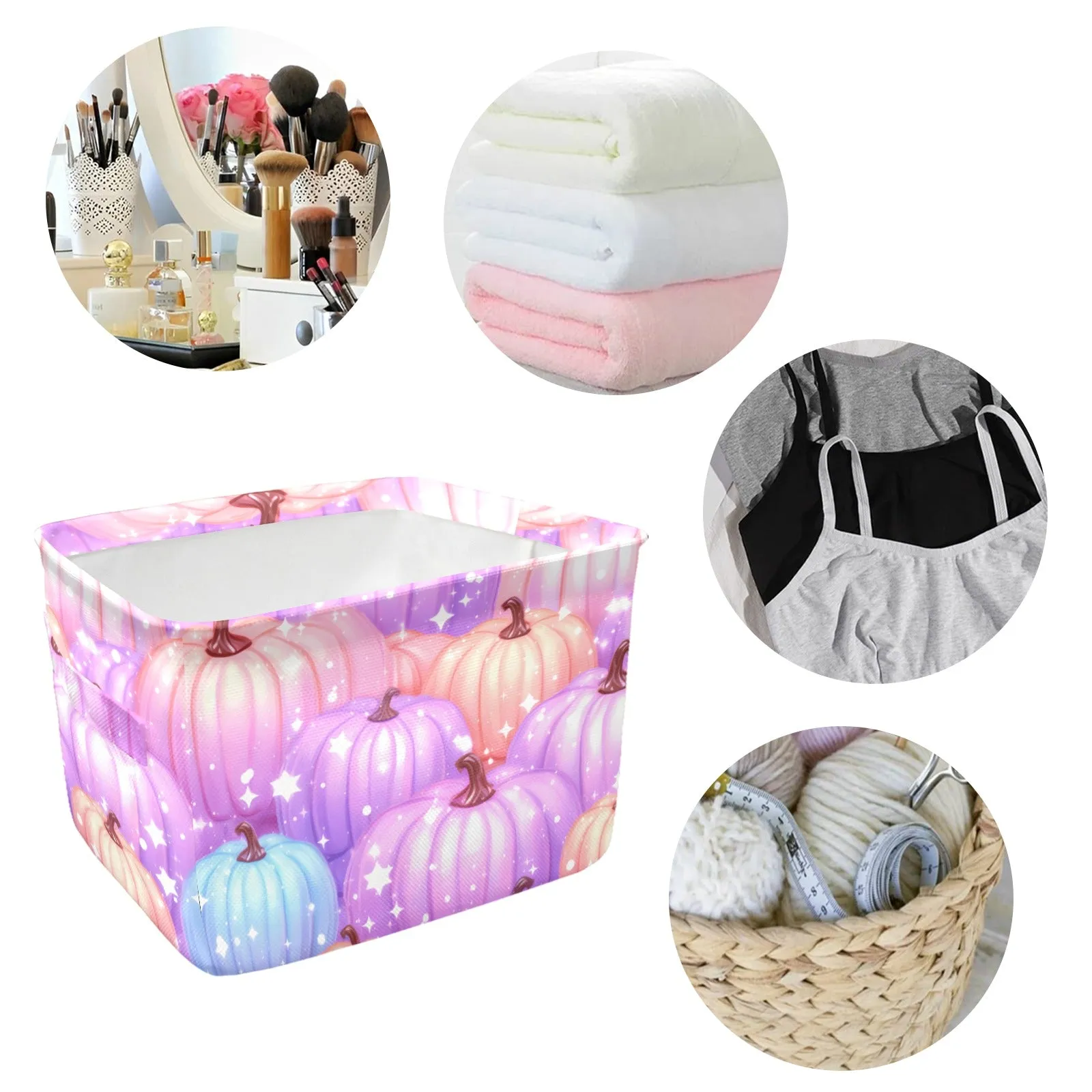 Pastel Pumpkin Fabric Storage Basket