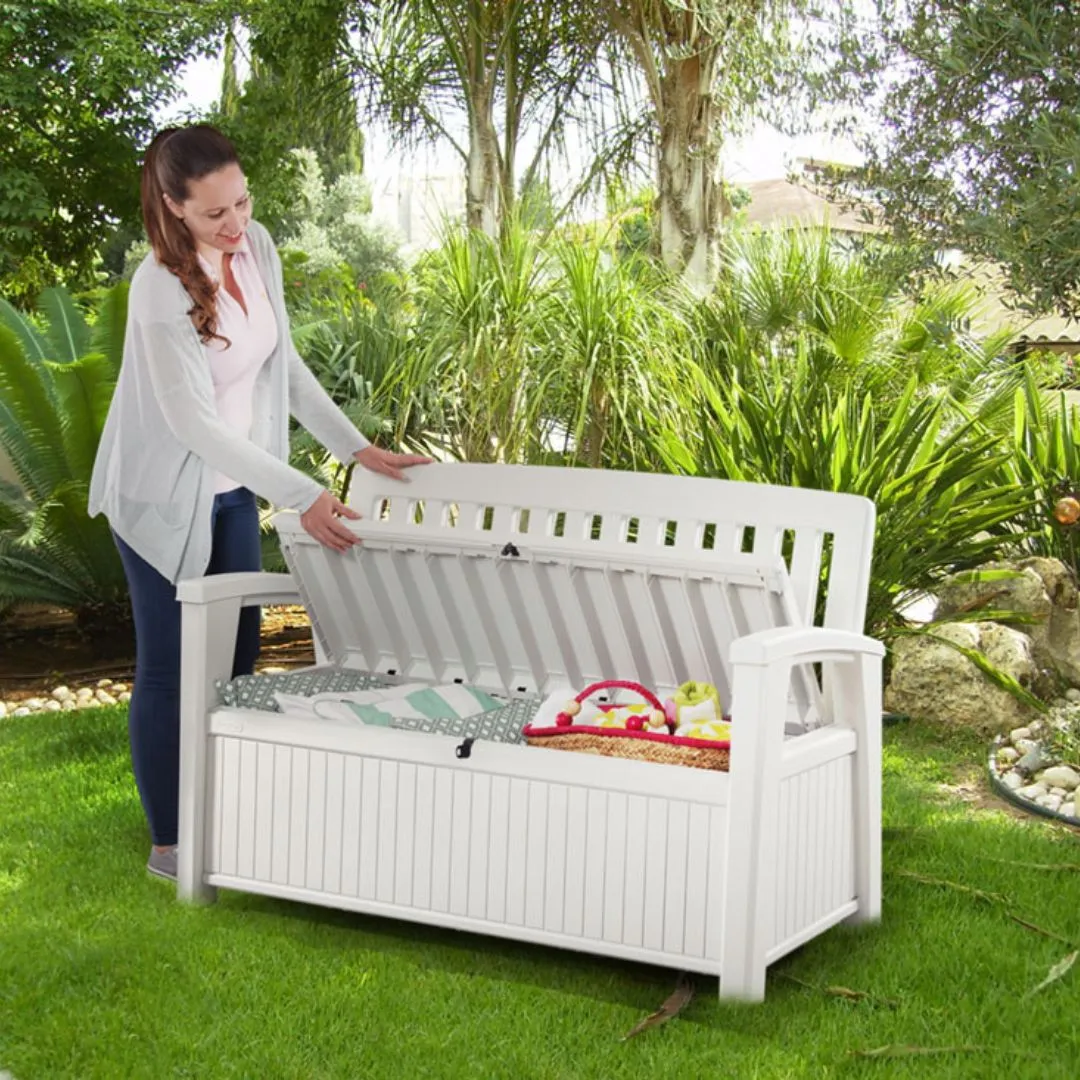 Patio Outdoor Storage Bench White