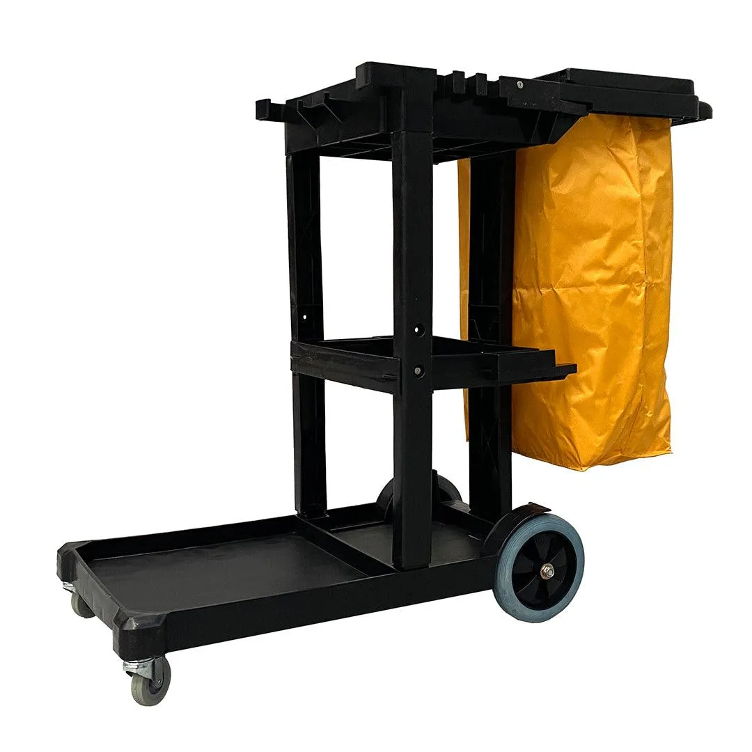 Pegasus Cleaning Plastic Janitor Cart with Bag and Cover