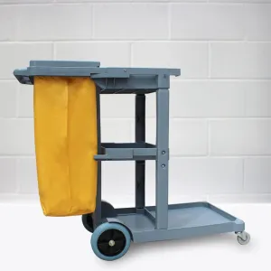 Pegasus Cleaning Plastic Janitor Cart with Bag and Cover