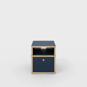 Plywood Bedside Table - Type 2 - with Drawer - Formica Night Sea Blue - 400(w) x 400(d) x 450(h)