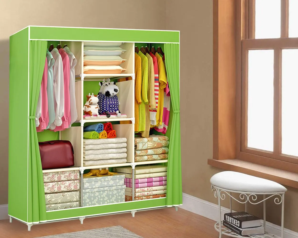 Portable Closet 46 Inch x 18 Inch x 65 Inch Wardrobe Closet - Green