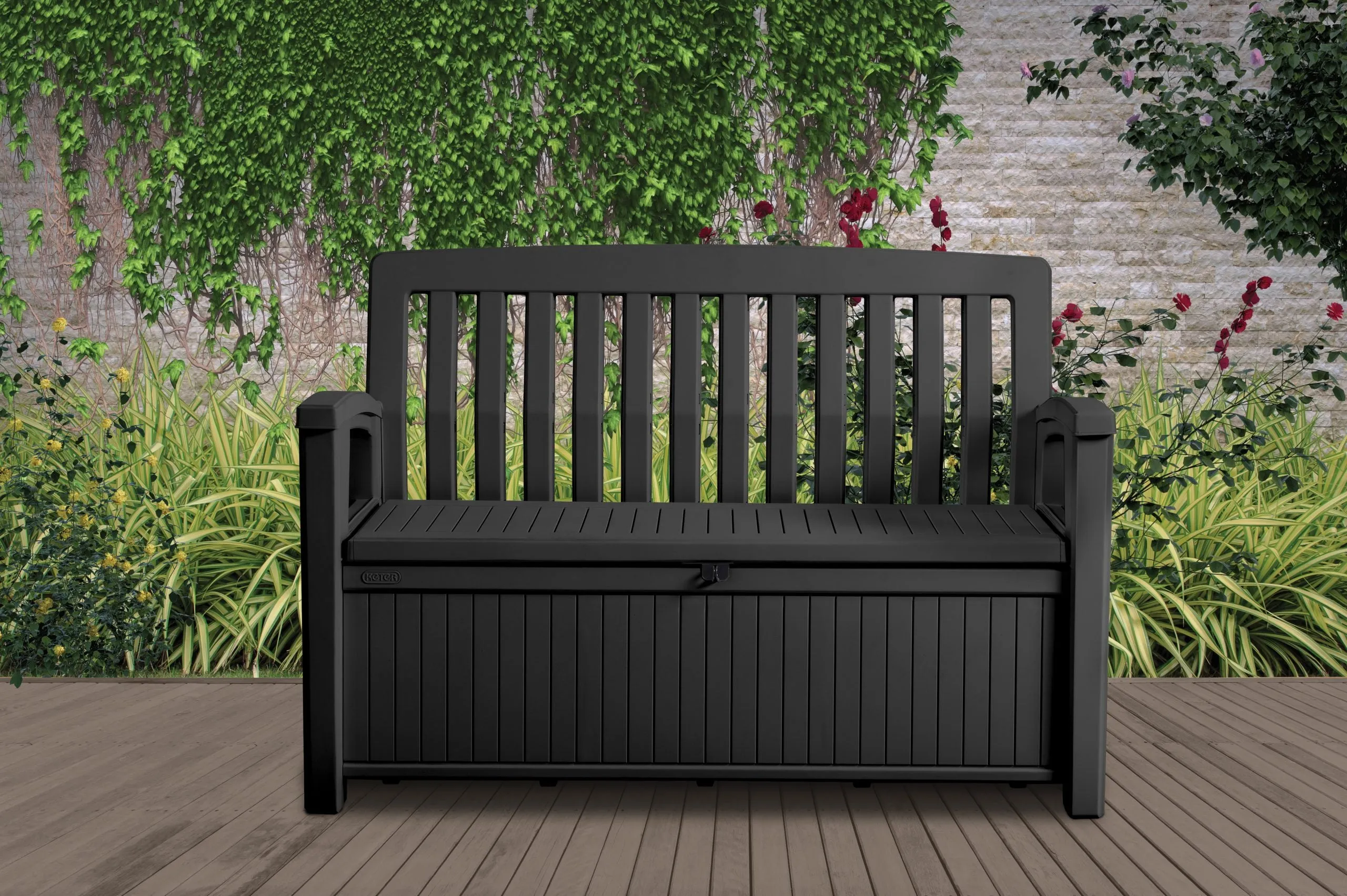 PRE ORDER: DEC. - Keter Patio 227L Storage Bench- Graphite