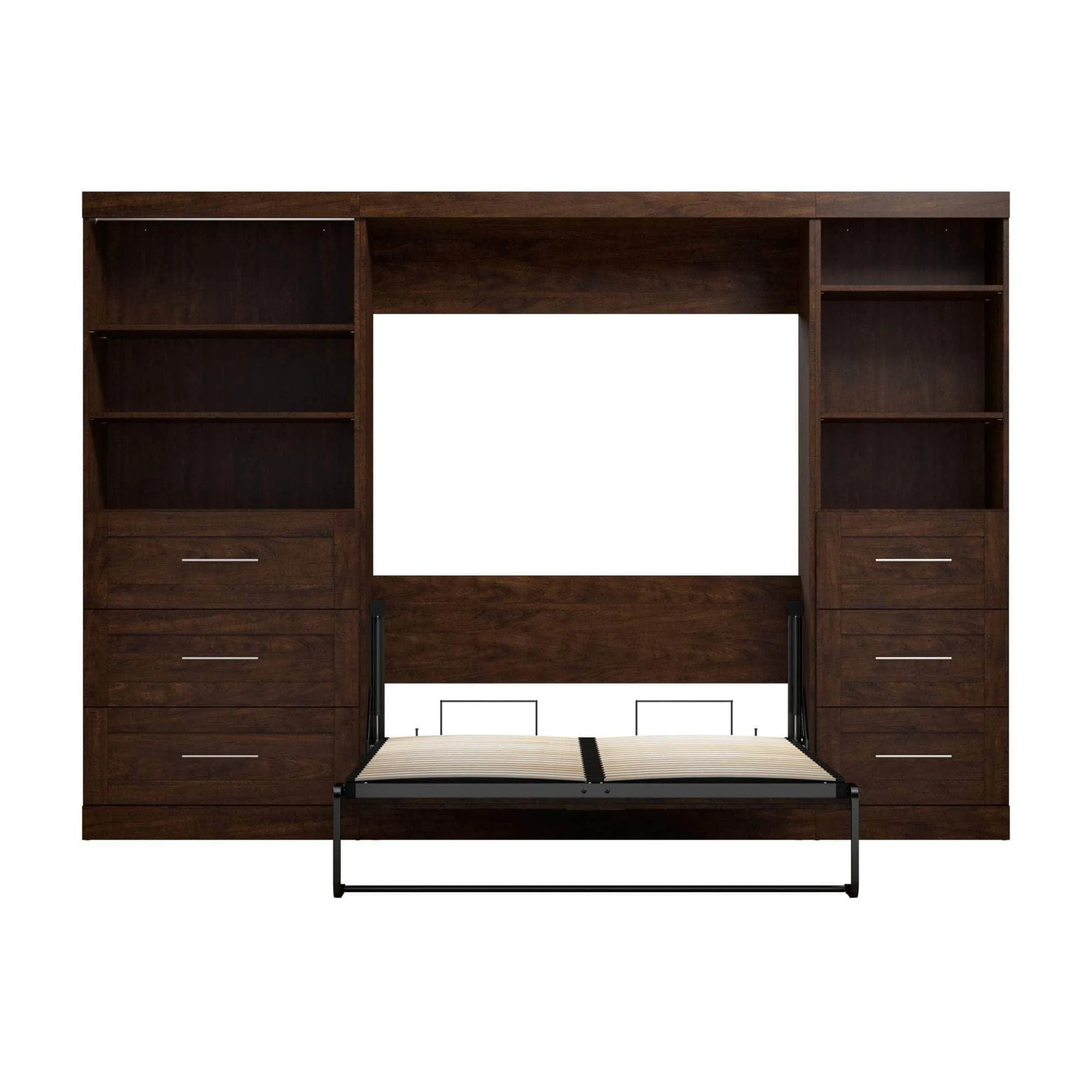 Pur Full Murphy Wall Bed and 2 Storage Units with Drawers (120”) - Available in 5 Colours