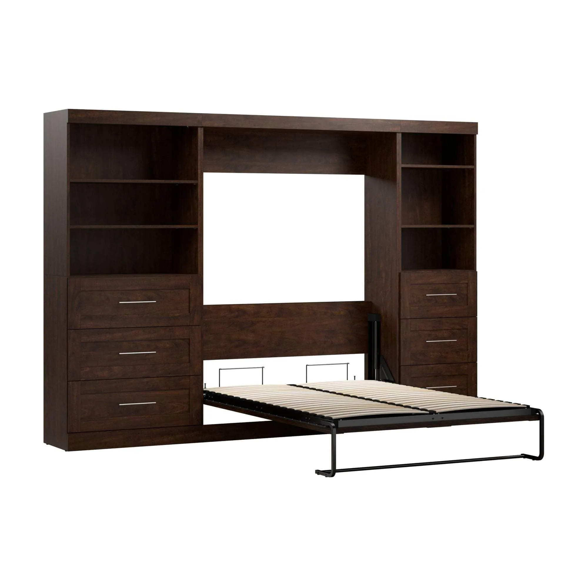 Pur Full Murphy Wall Bed and 2 Storage Units with Drawers (120”) - Available in 5 Colours