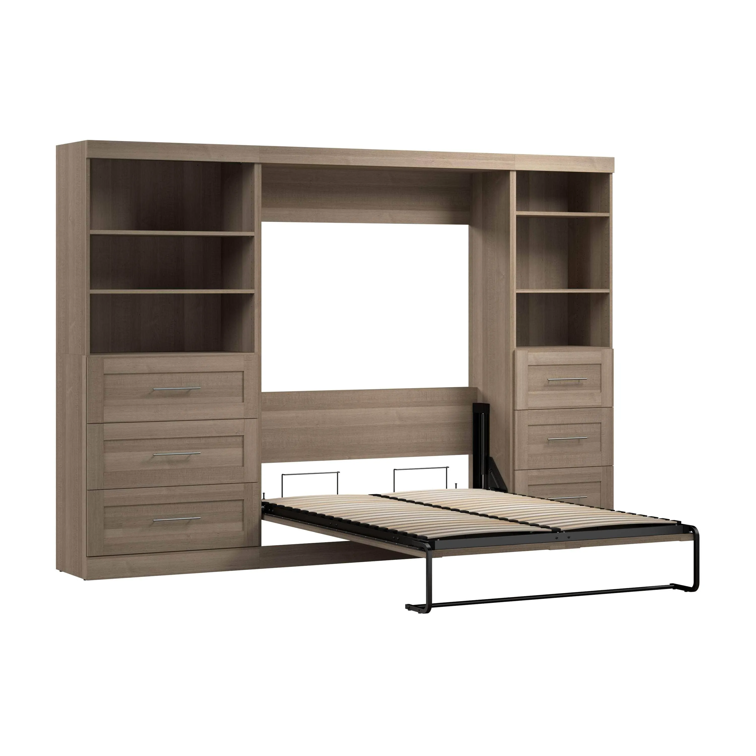 Pur Full Murphy Wall Bed and 2 Storage Units with Drawers (120”) - Available in 5 Colours