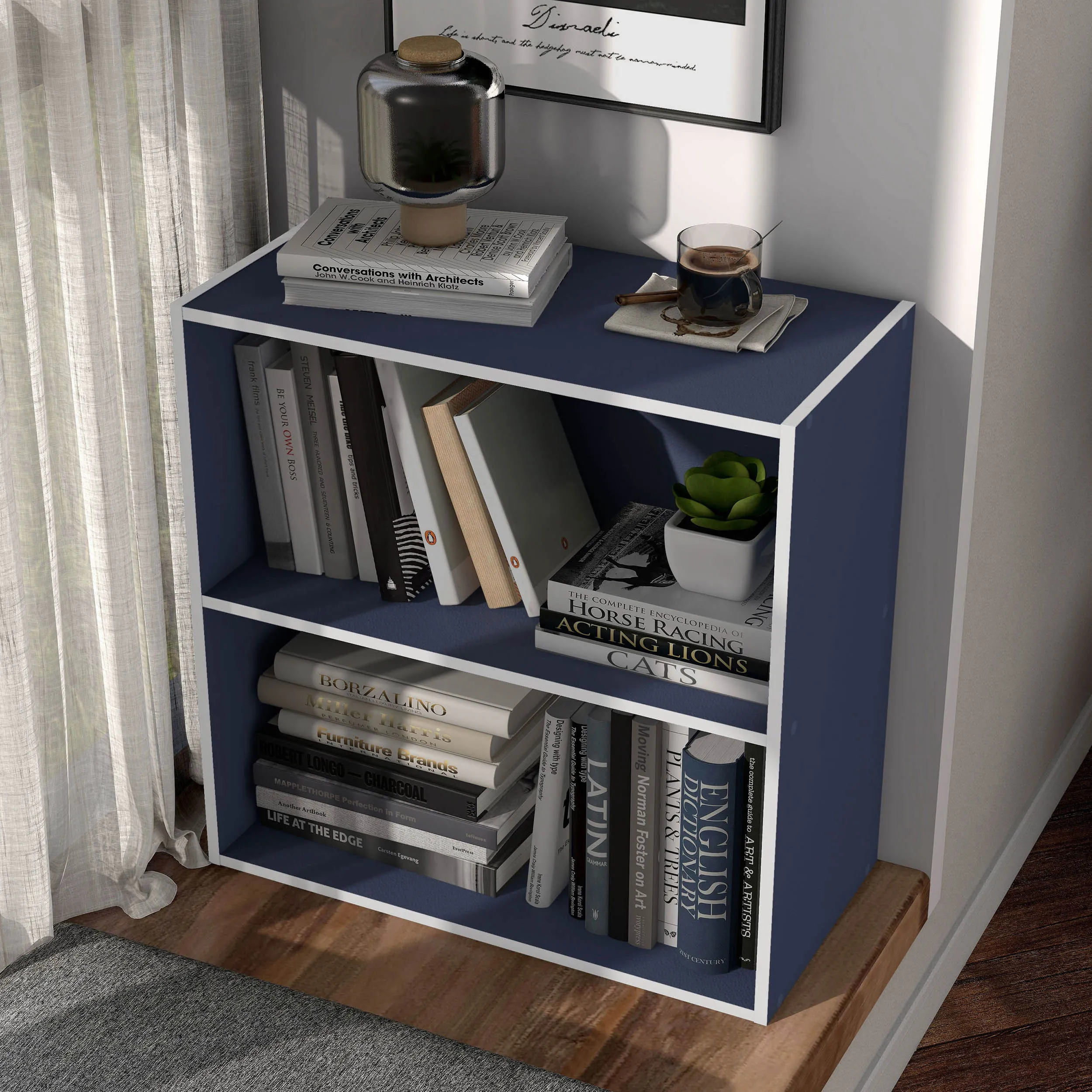 Quincy 23.7 in. Tall Stackable Engineered Wood 2-Shelf Modern Modular Bookcase