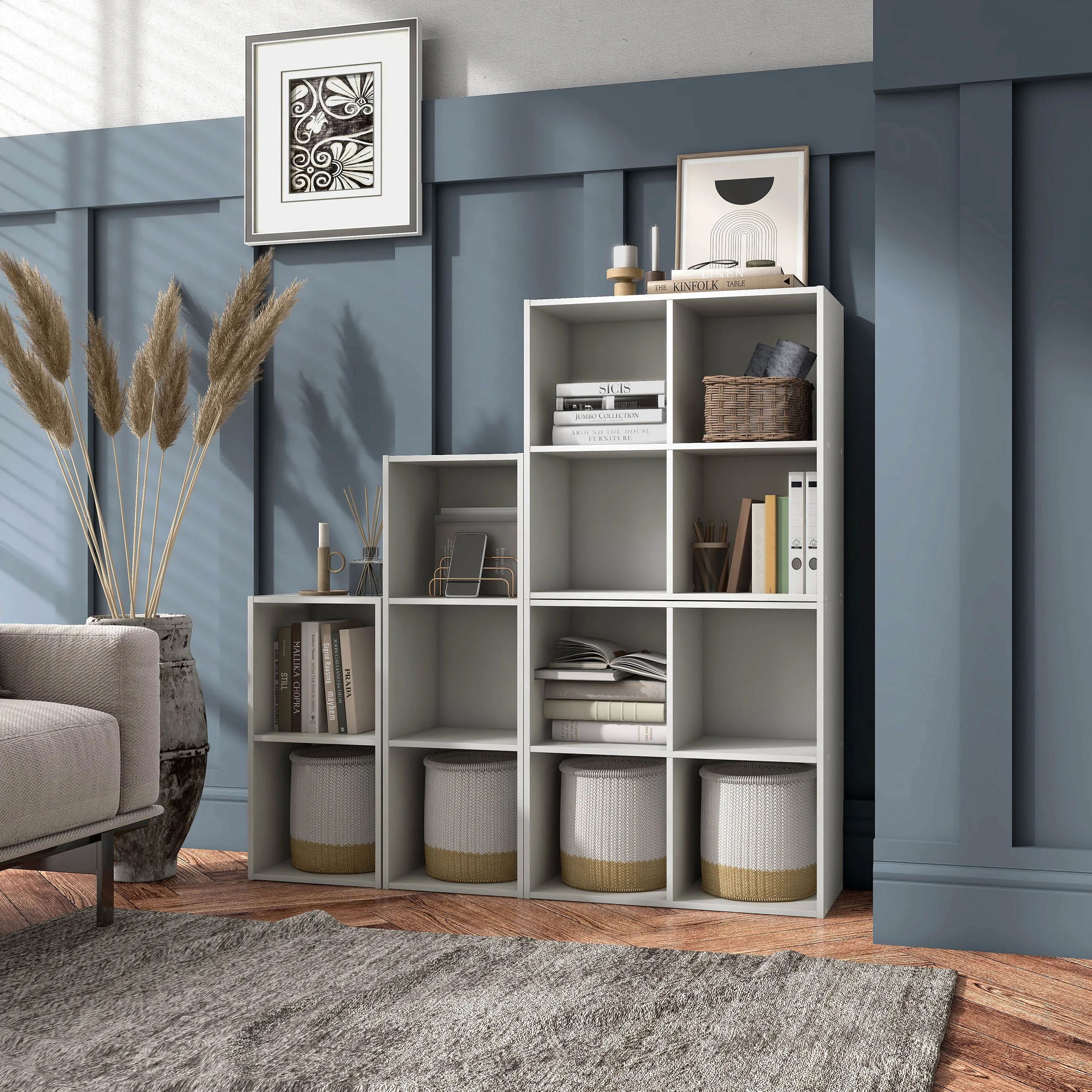 Quincy 23.7 in. Tall Stackable Engineered Wood 4-Shelf Modern Modular Bookcase