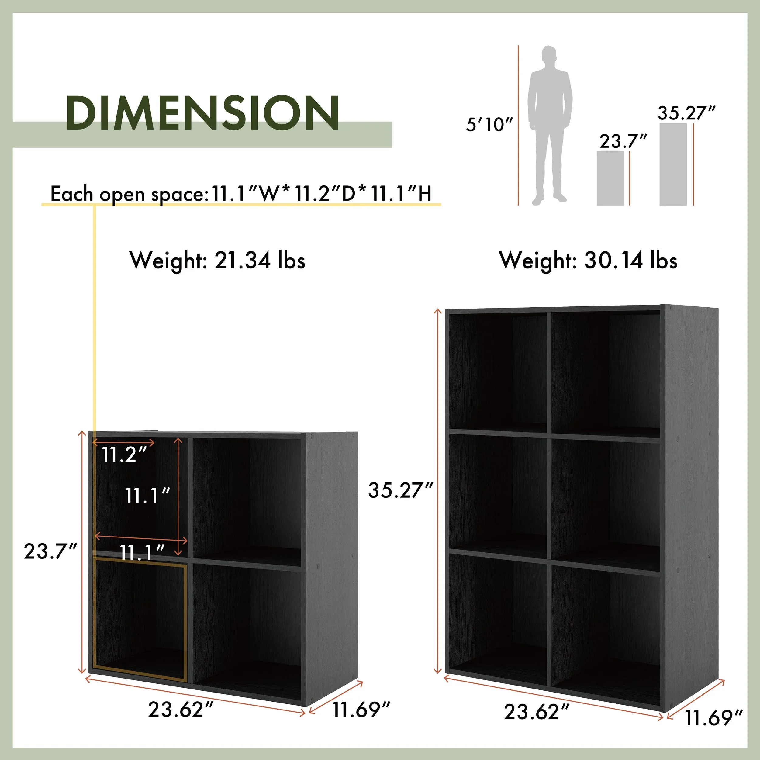 Quincy 23.7 in. Tall Stackable Engineered Wood 4-Shelf Modern Modular Bookcase