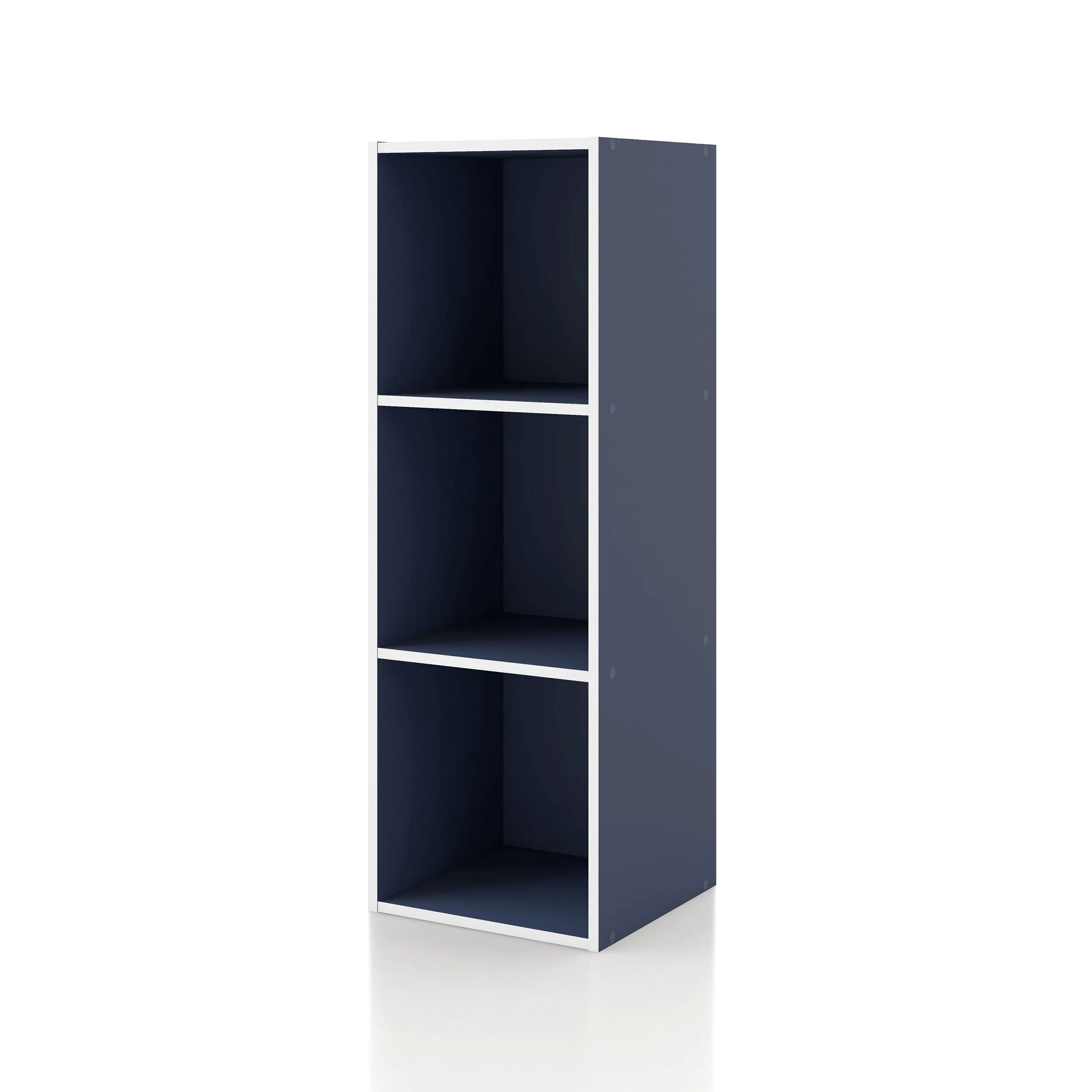 Quincy 35.27 in. Tall Stackable Engineered Wood 3-Shelf Modern Modular Slim Bookcase