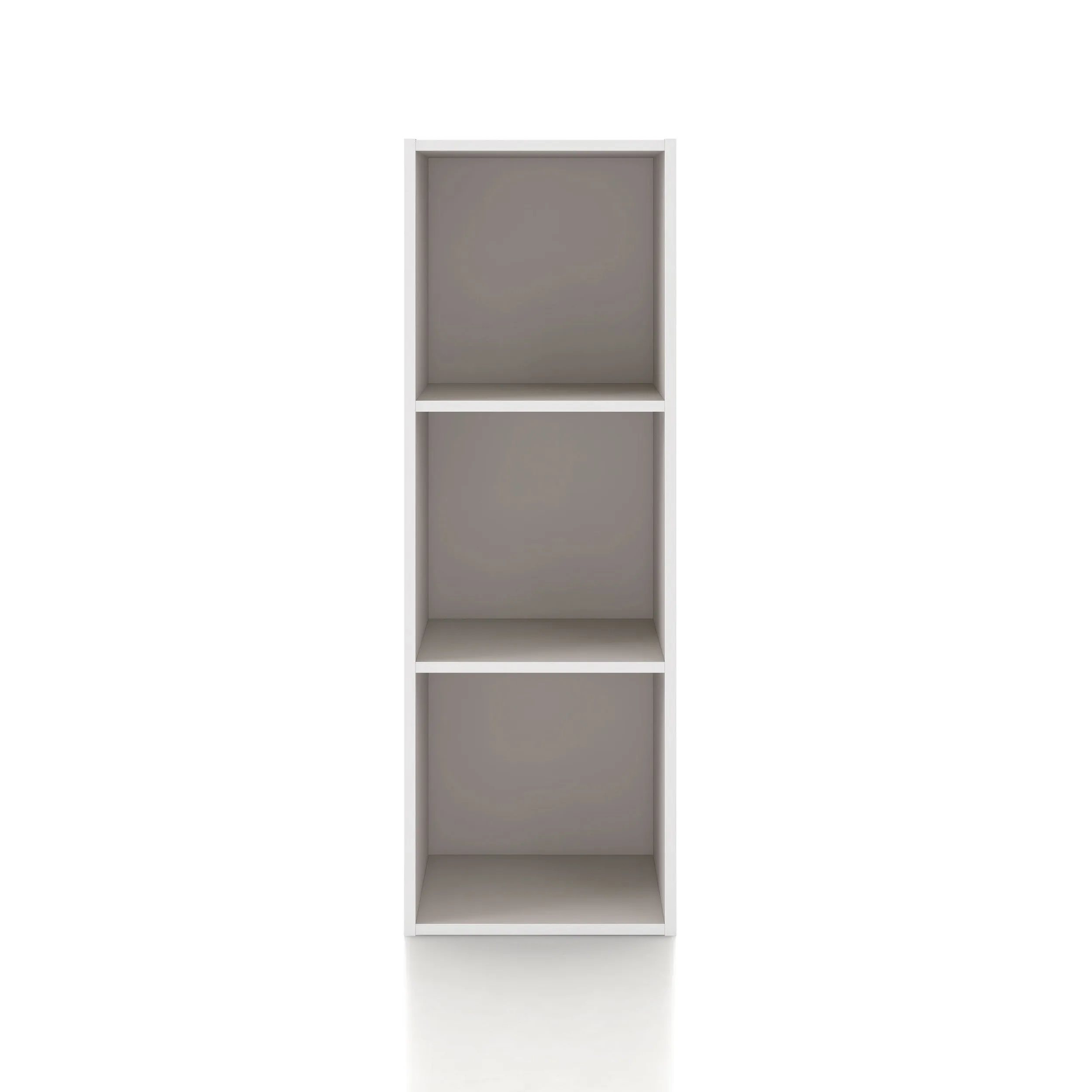 Quincy 35.27 in. Tall Stackable Engineered Wood 3-Shelf Modern Modular Slim Bookcase