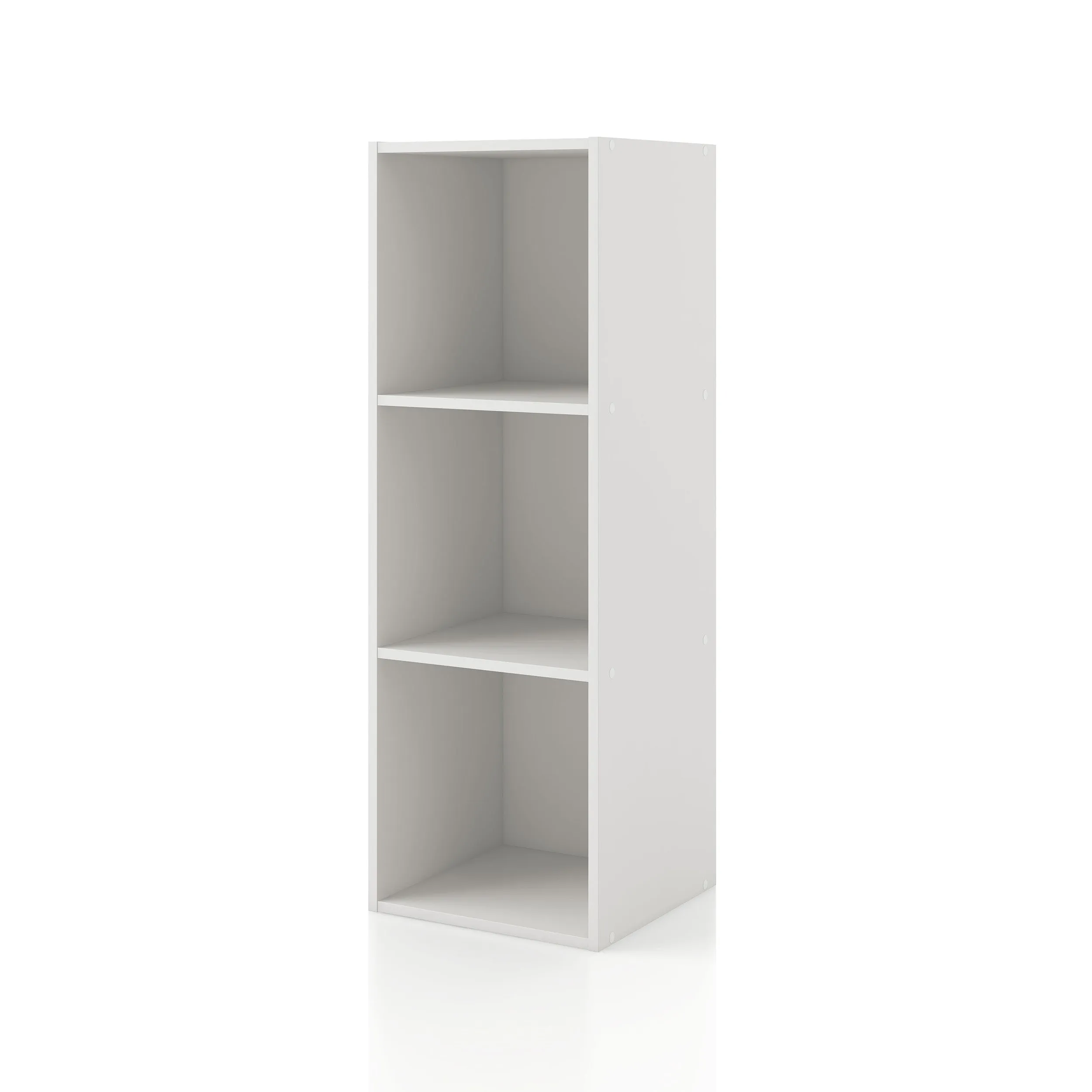 Quincy 35.27 in. Tall Stackable Engineered Wood 3-Shelf Modern Modular Slim Bookcase