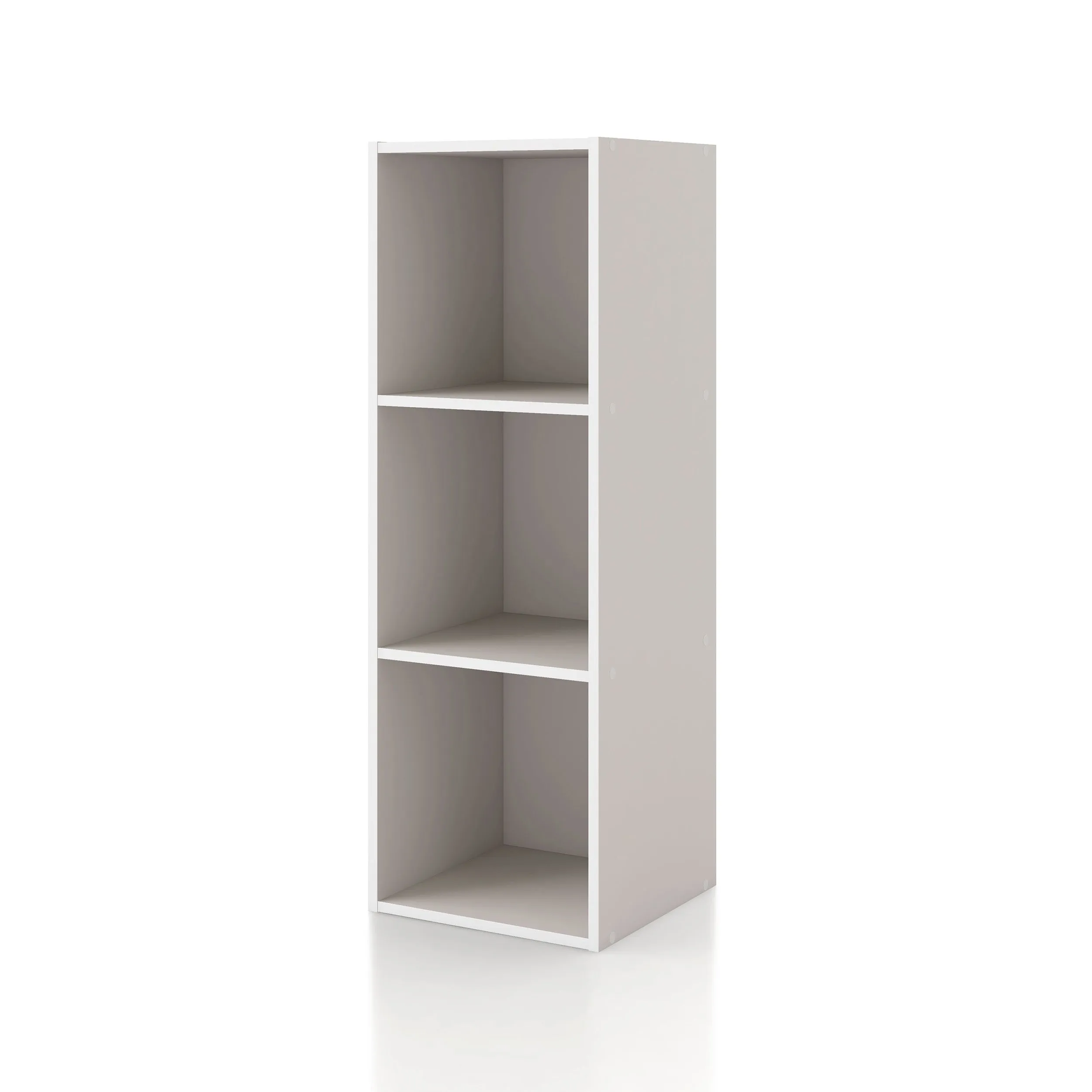 Quincy 35.27 in. Tall Stackable Engineered Wood 3-Shelf Modern Modular Slim Bookcase