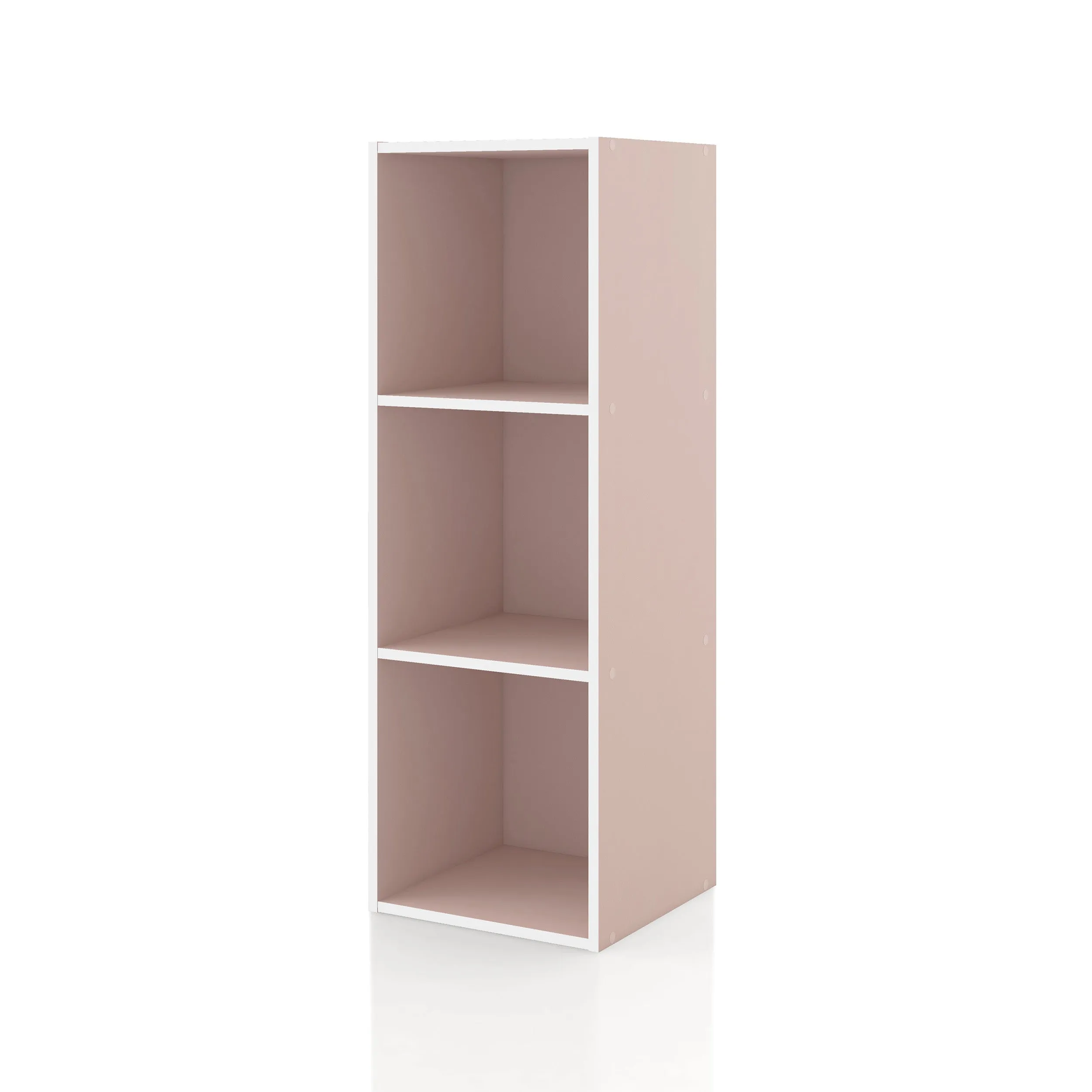 Quincy 35.27 in. Tall Stackable Engineered Wood 3-Shelf Modern Modular Slim Bookcase