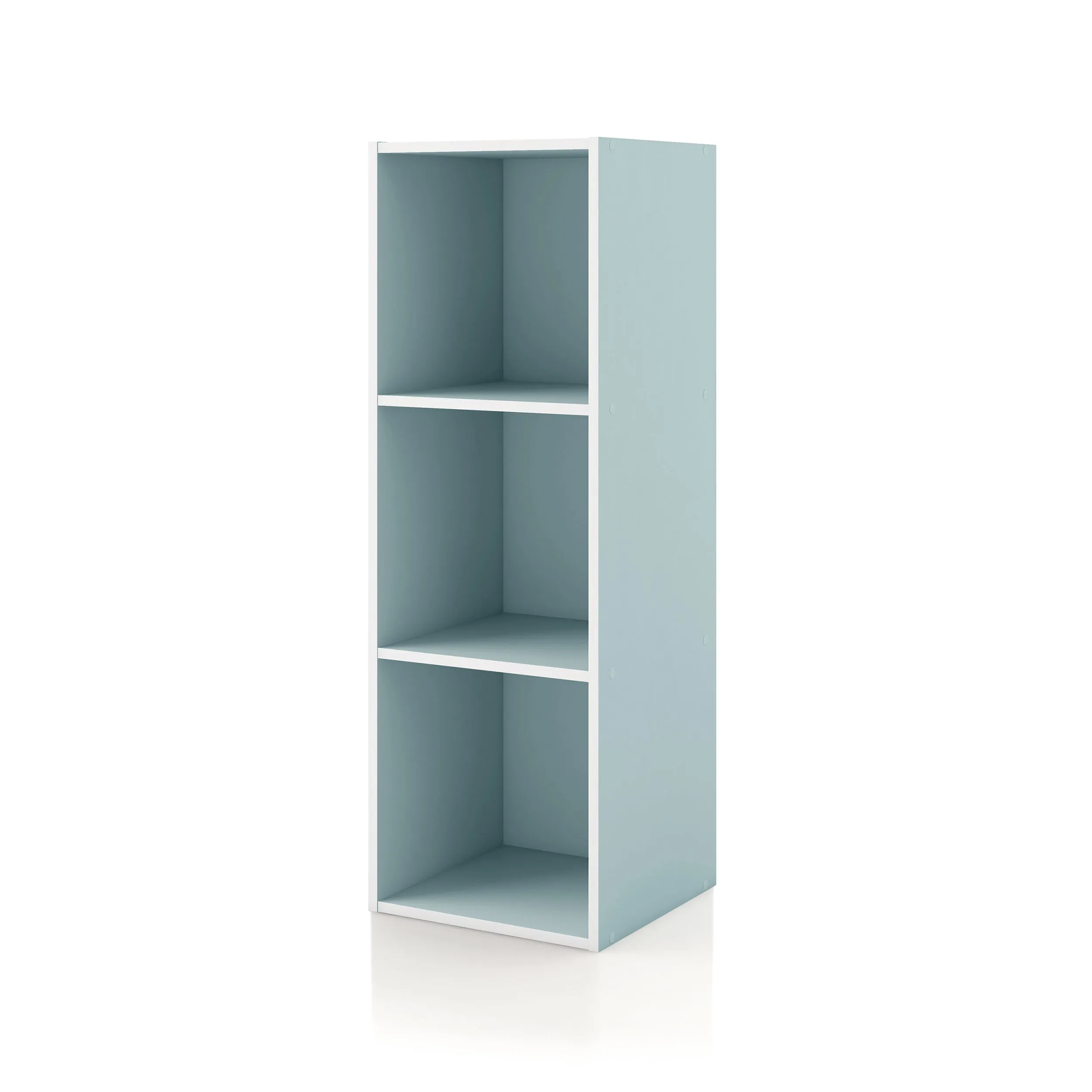 Quincy 35.27 in. Tall Stackable Engineered Wood 3-Shelf Modern Modular Slim Bookcase