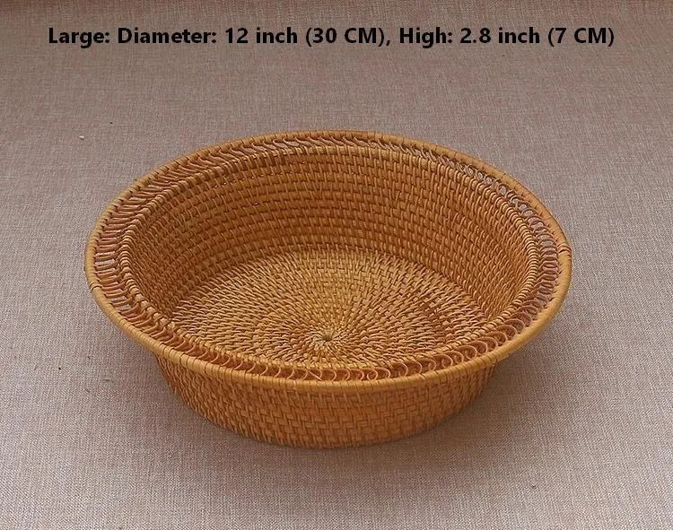 Rattan Small Storage Baskets, Round Storage Basket for Pantry, Kitchen Storage Baskets, Storage Basket for Dining Room