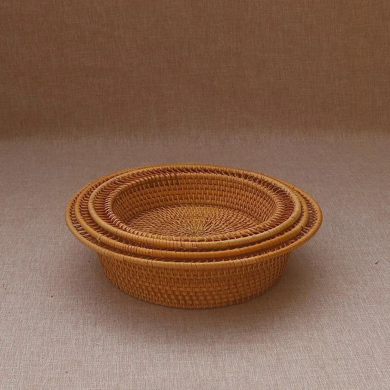 Rattan Small Storage Baskets, Round Storage Basket for Pantry, Kitchen Storage Baskets, Storage Basket for Dining Room