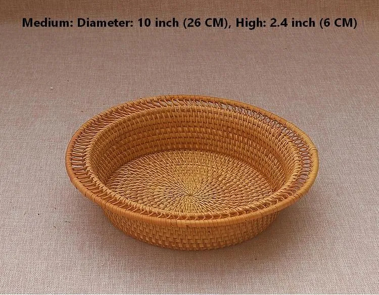 Rattan Small Storage Baskets, Round Storage Basket for Pantry, Kitchen Storage Baskets, Storage Basket for Dining Room