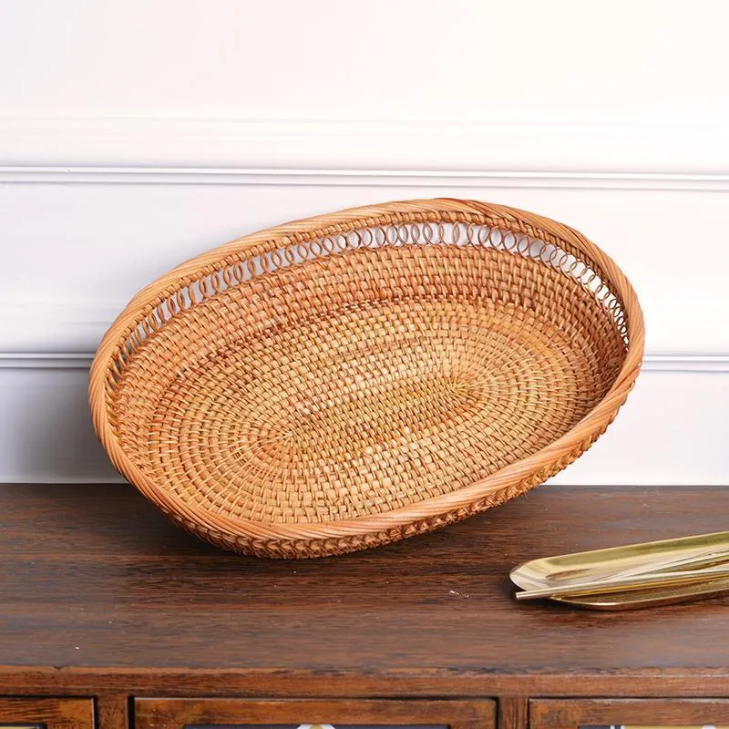 Rattan Storage Basket for Pantry, Round Storage Basket, Storage Baskets for Kitchen, Woven Storage Basket for Dining Room