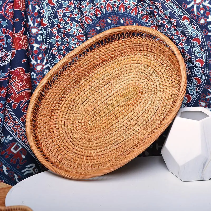 Rattan Storage Basket for Pantry, Round Storage Basket, Storage Baskets for Kitchen, Woven Storage Basket for Dining Room